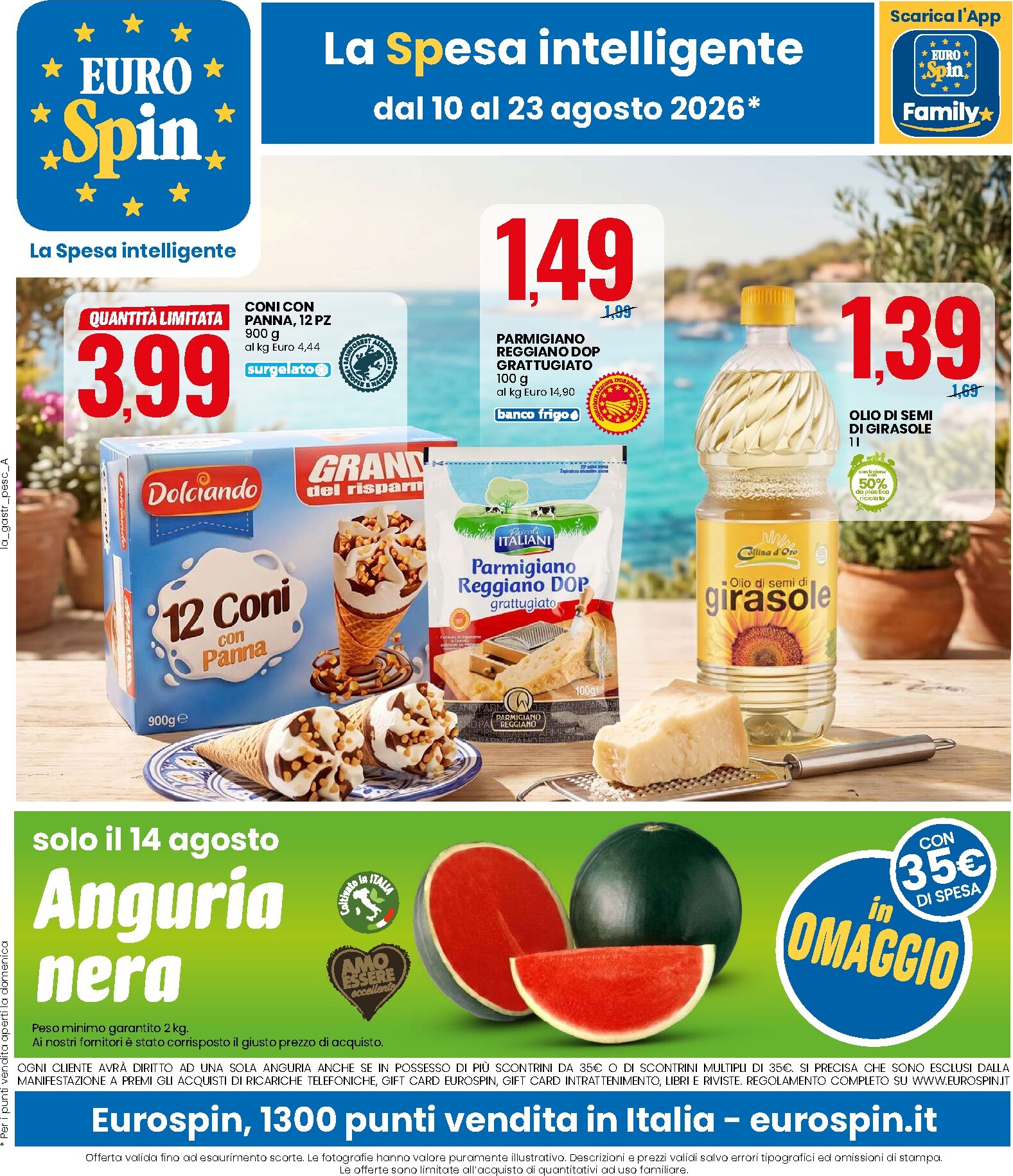 Volantino Eurospin per la prossima settimana dal lunedì 10/08/2026 al domenica 23/08/2026