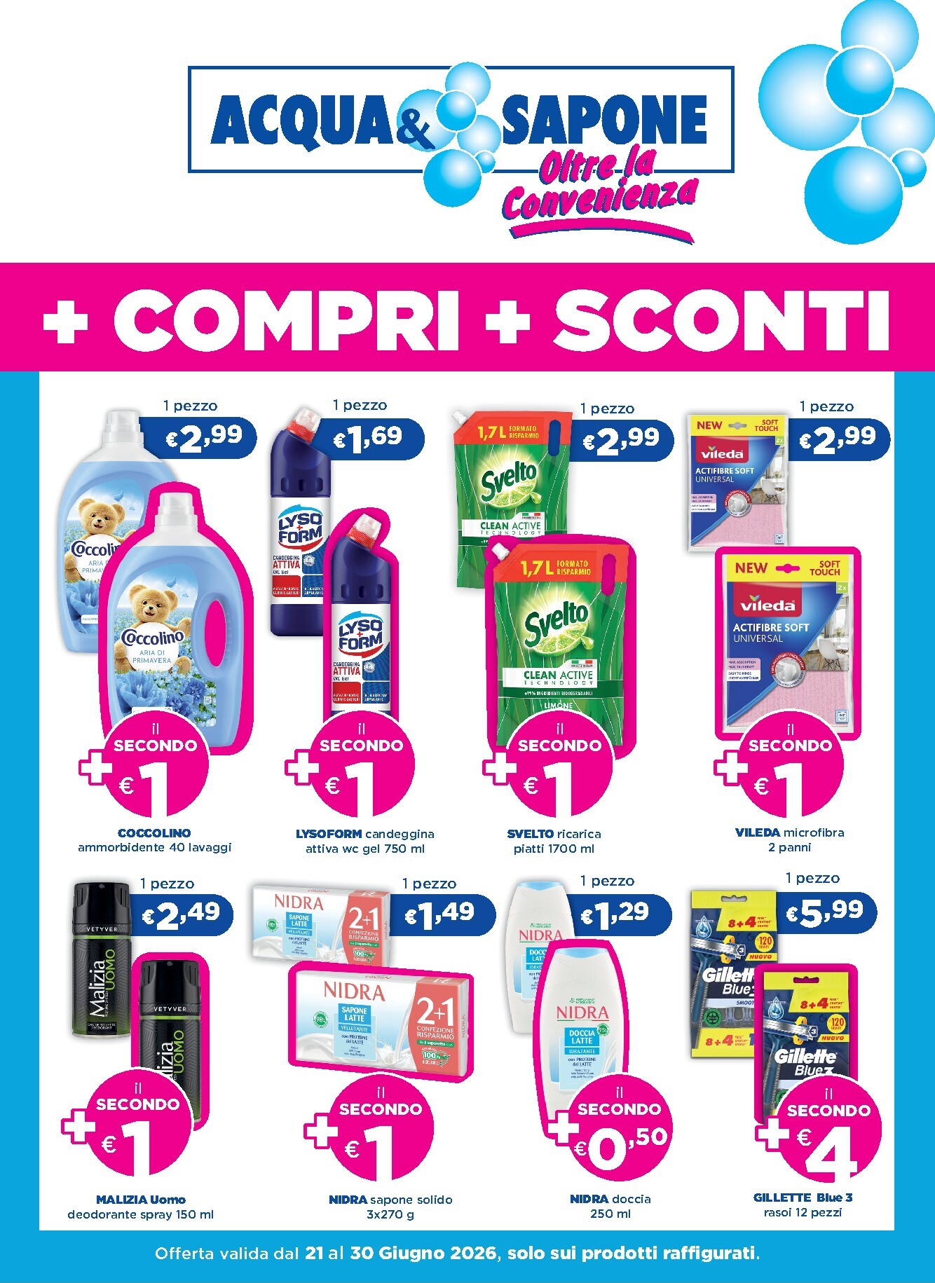 Volantino attuale di Acqua e Sapone - compri + sconti valido dal domenica 21/06/2026 al martedì 30/06/2026