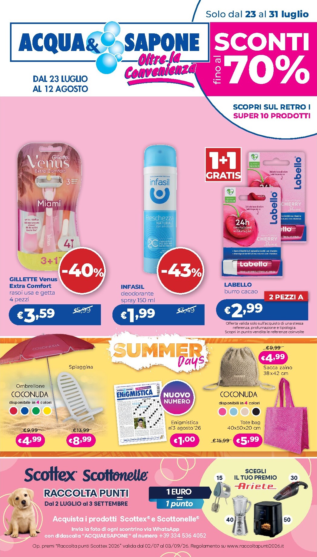 Volantino attuale di Acqua e Sapone valido dal giovedì 23/07/2026 al venerdì 31/07/2026