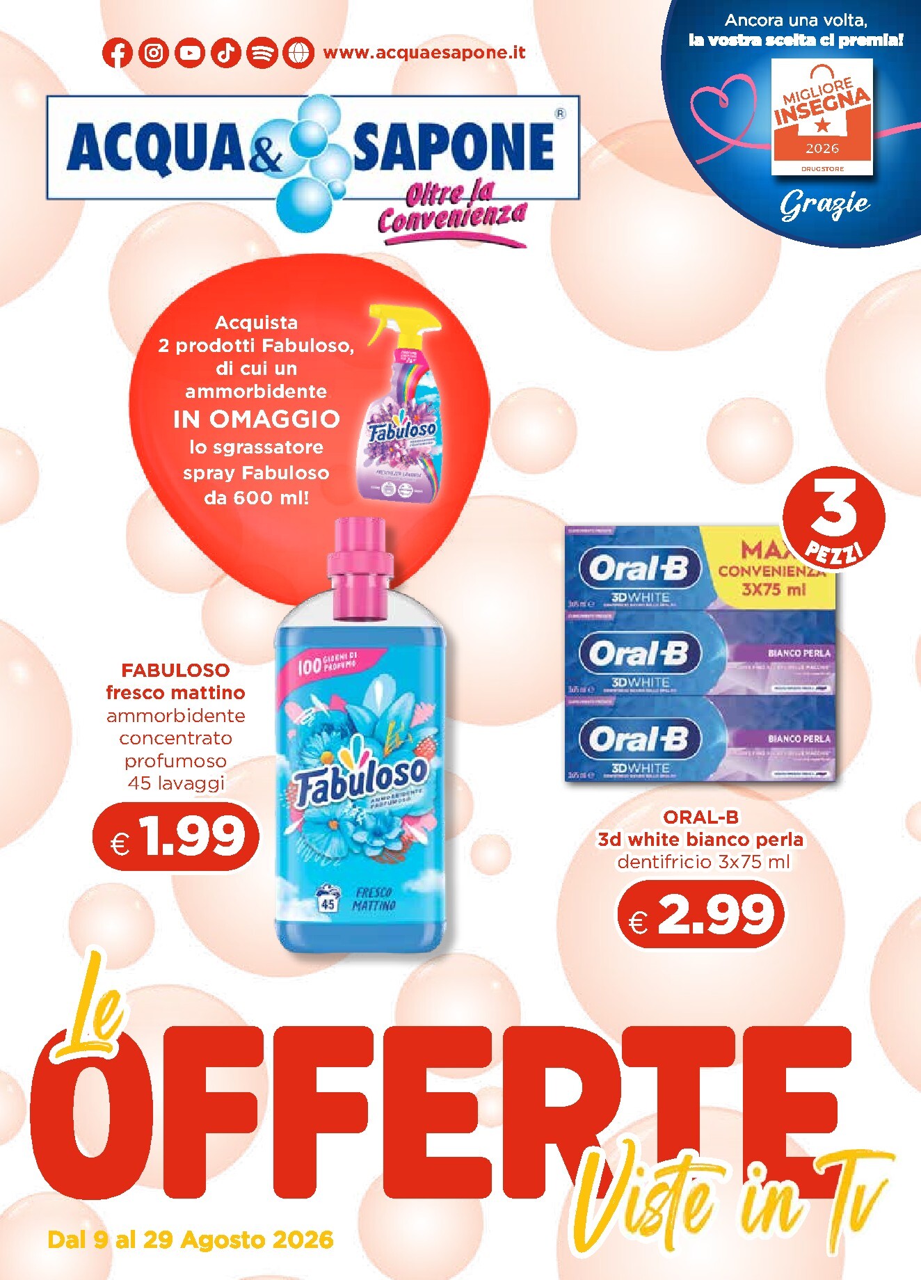 Volantino attuale di Acqua e Sapone valido dal domenica 09/08/2026 al sabato 29/08/2026