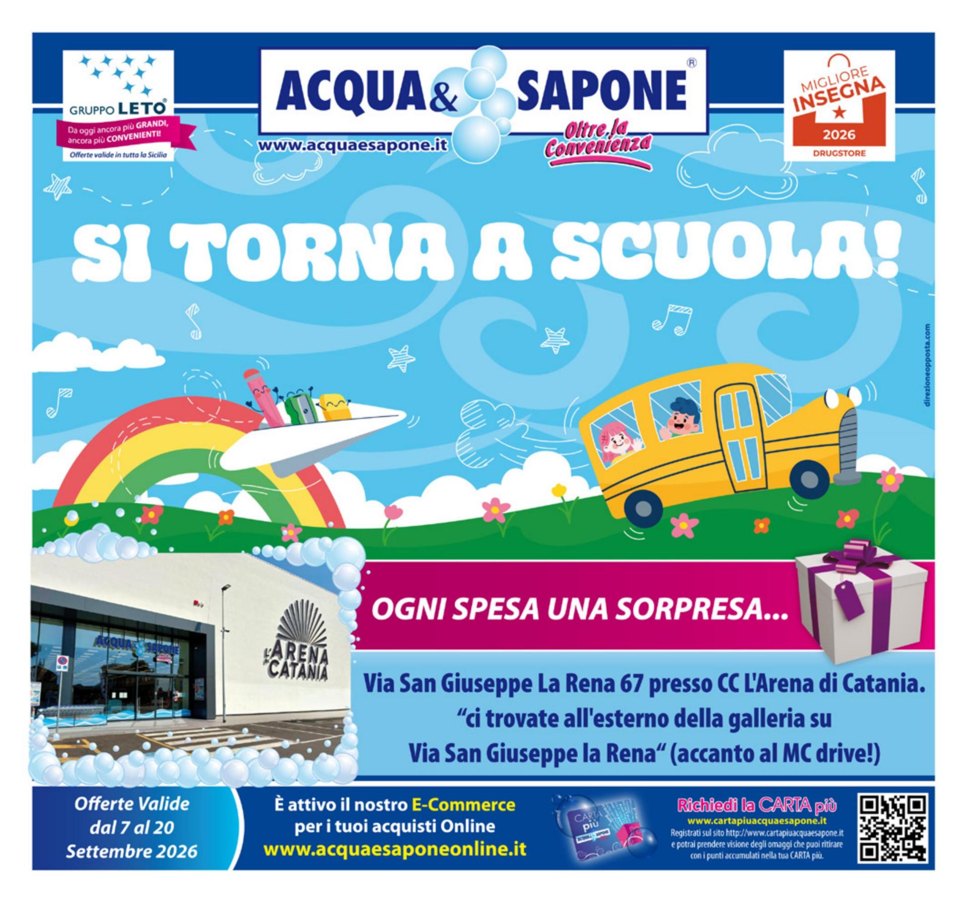 Volantino attuale di Acqua e Sapone - CC L’arena DI Catania valido dal lunedì 07/09/2026 al domenica 20/09/2026