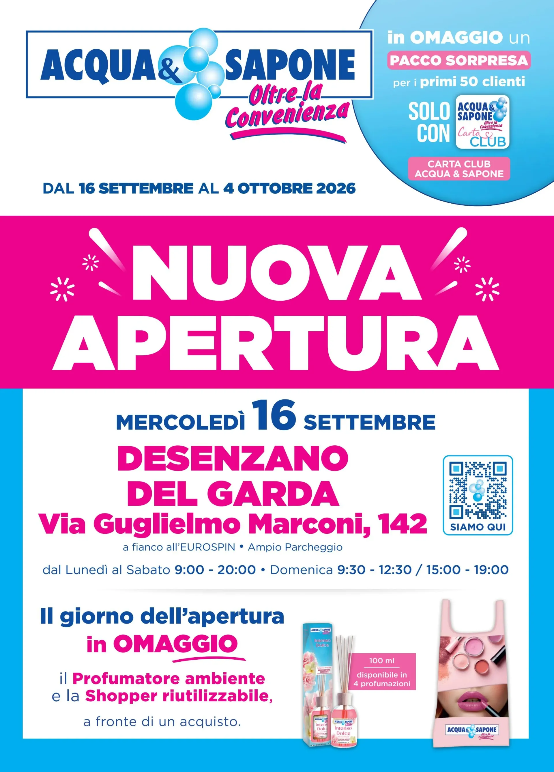 Volantino Acqua e Sapone - Nuova Apertura Desenzano Del Garda per la prossima settimana dal mercoledì 16/09/2026 al domenica 04/10/2026