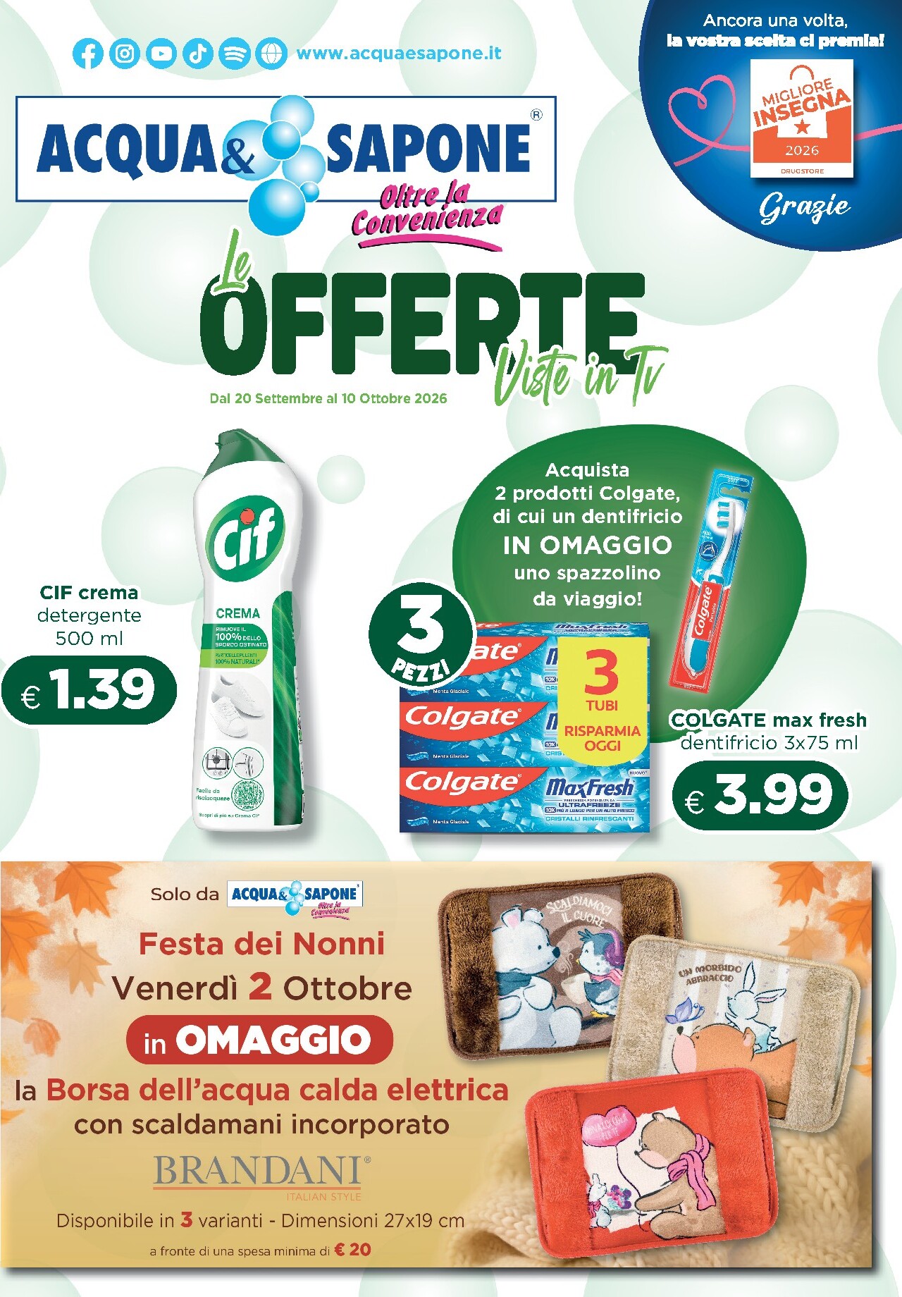 Volantino attuale di Acqua e Sapone valido dal domenica 20/09/2026 al sabato 10/10/2026