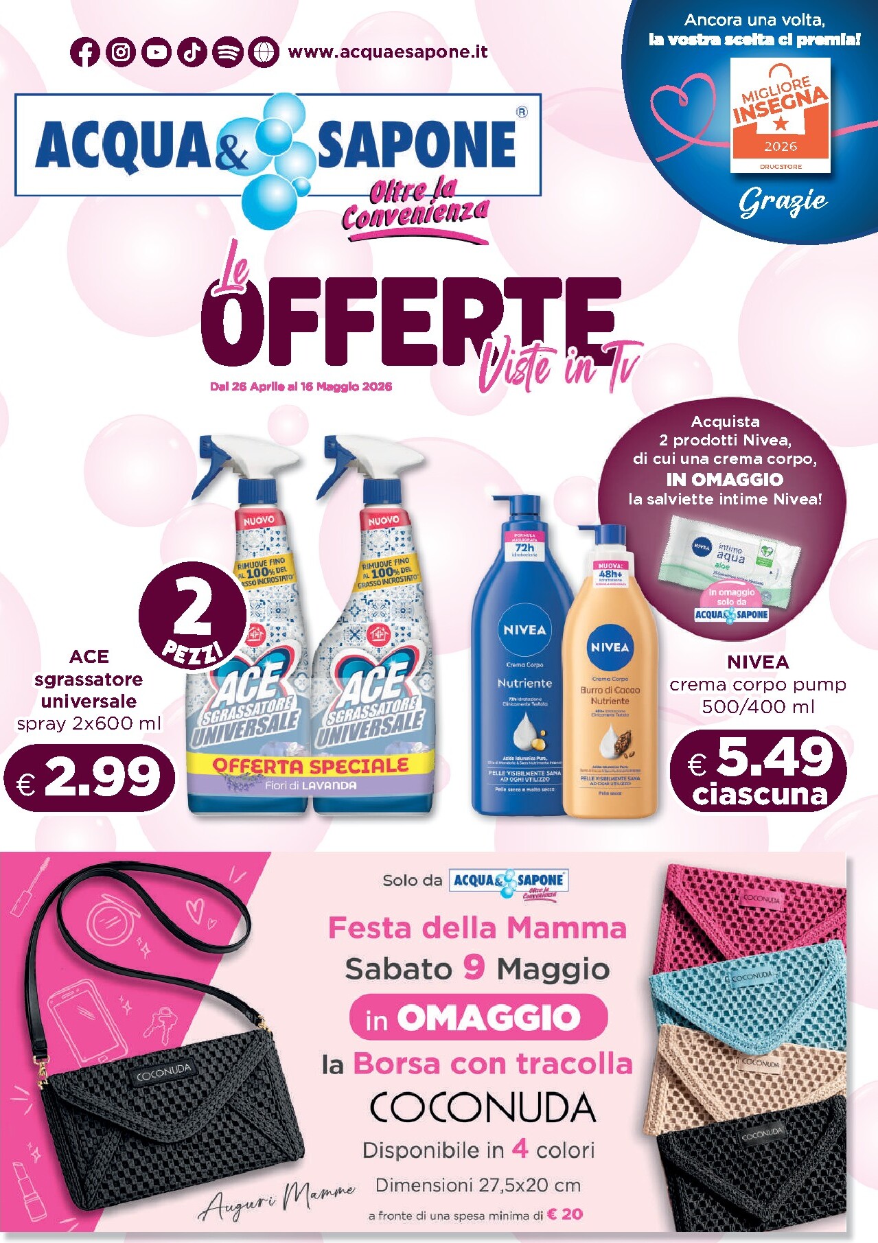 Volantino attuale di Acqua e Sapone valido dal domenica 26/04/2026 al sabato 16/05/2026