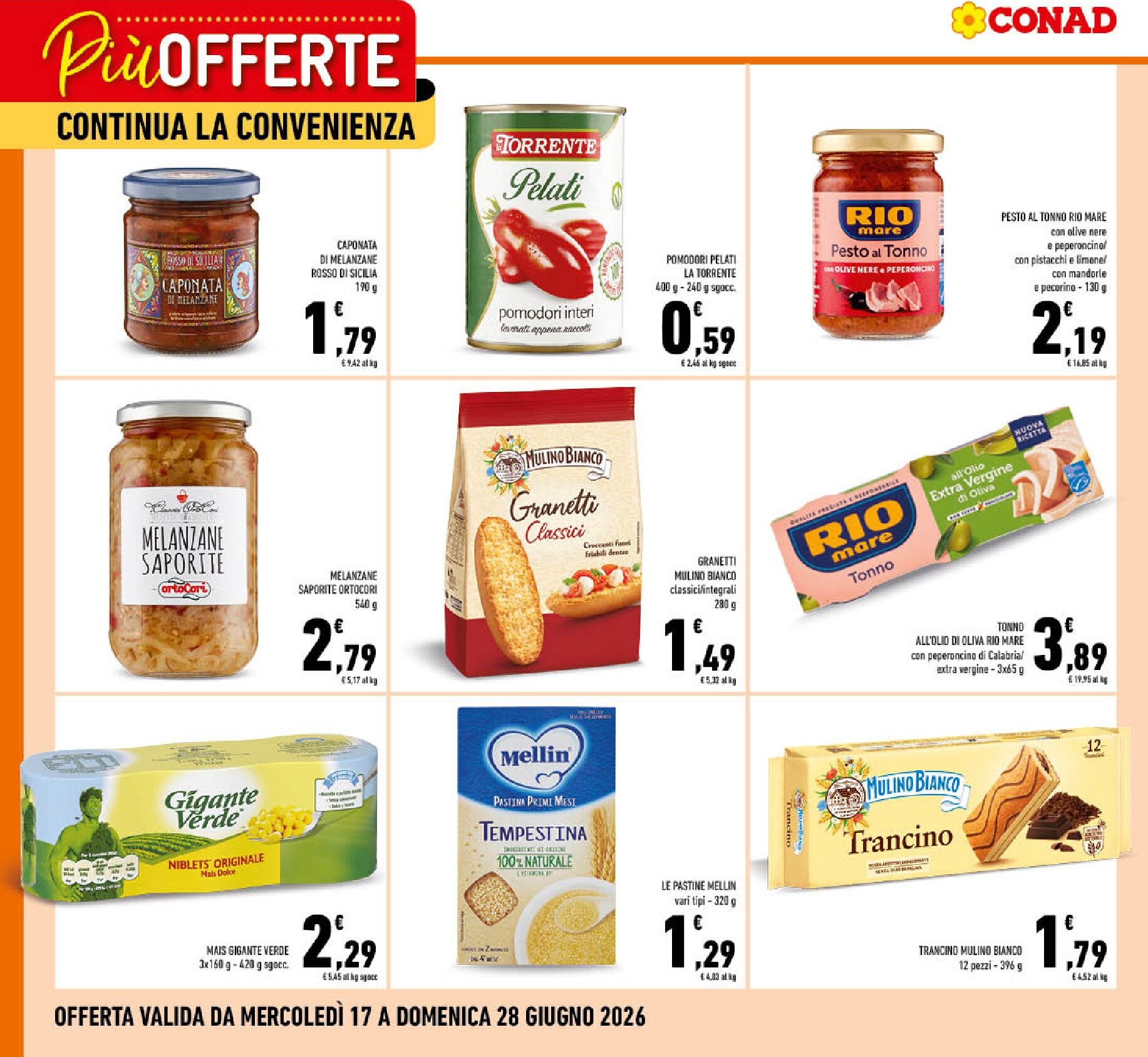 Volantino futuro Conad - Più Offerte valido dal mercoledì 17/06/2026 al domenica 28/06/2026