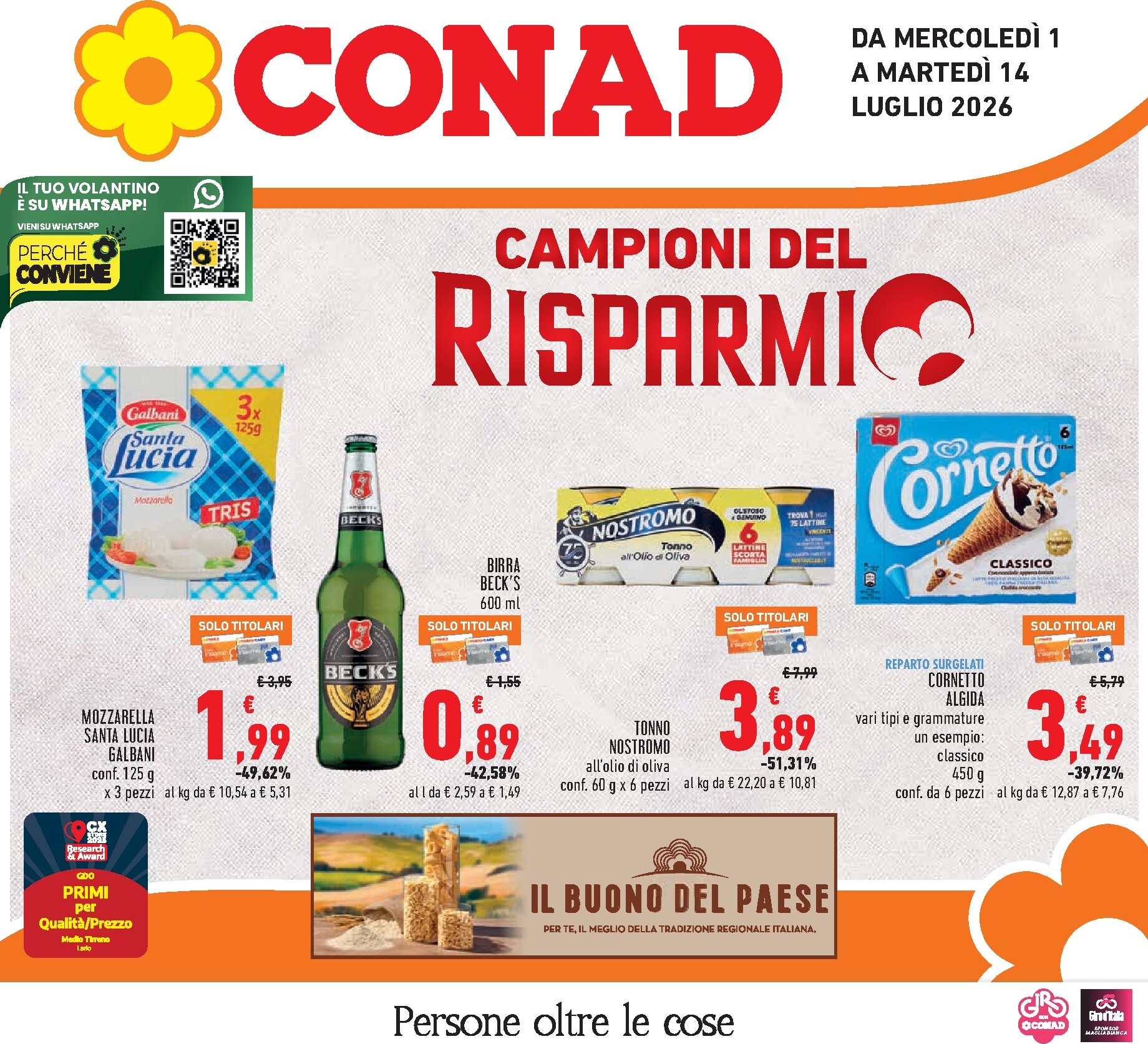 Volantino Conad per la prossima settimana dal mercoledì 01/07/2026 al martedì 14/07/2026