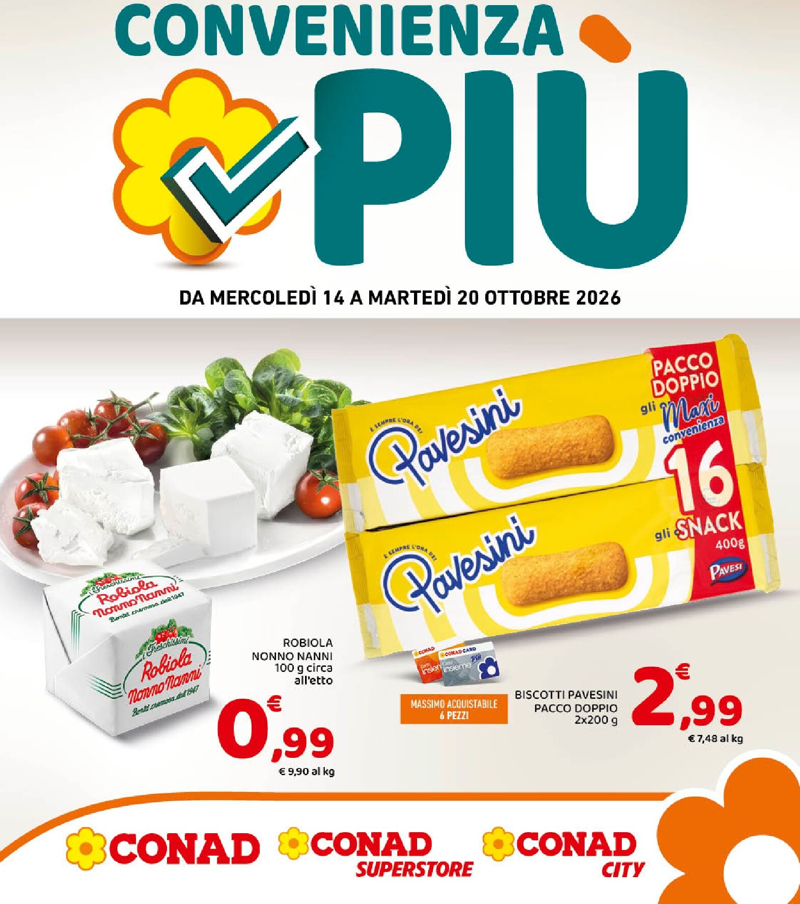 Volantino futuro Conad - Convenienza Più valido dal mercoledì 14/10/2026 al martedì 20/10/2026