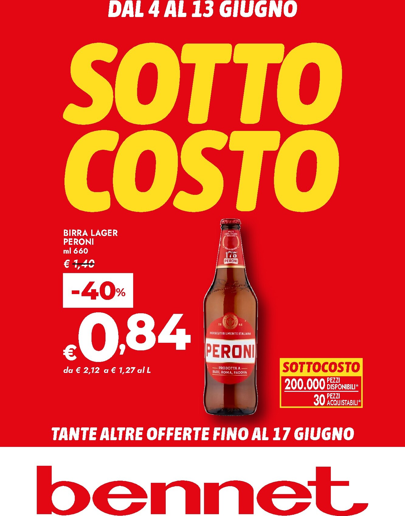 Volantino attuale di Bennet - Sottocosto valido dal giovedì 04/06/2026 al mercoledì 17/06/2026