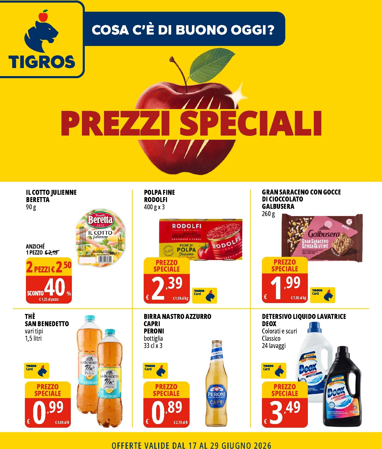 Volantino attuale di Tigros - Prezzi Speciali valido dal mercoledì 17/06/2026 al lunedì 29/06/2026