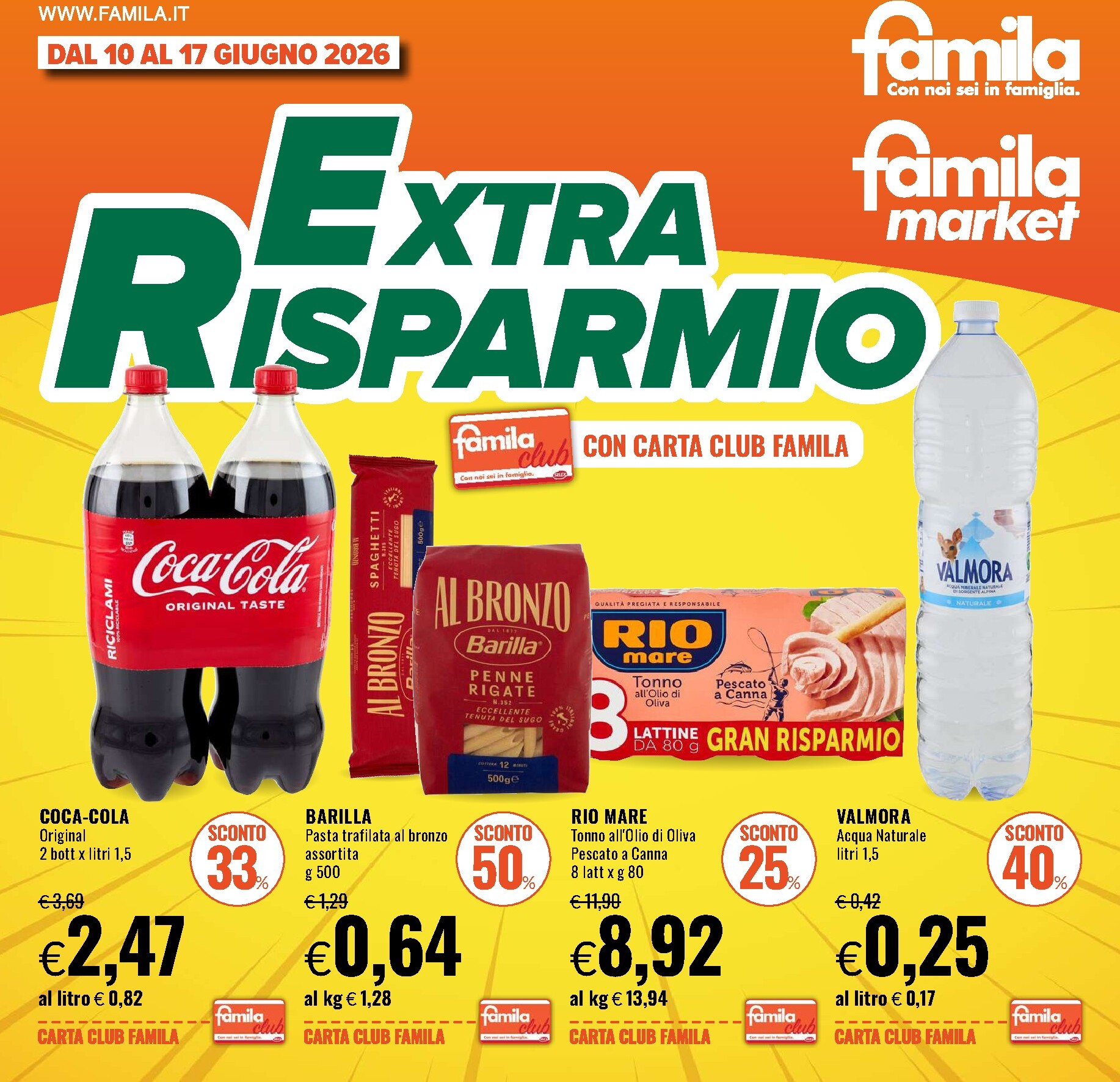 Volantino attuale di Famila - Extra Risparmio valido dal mercoledì 10/06/2026 al mercoledì 17/06/2026