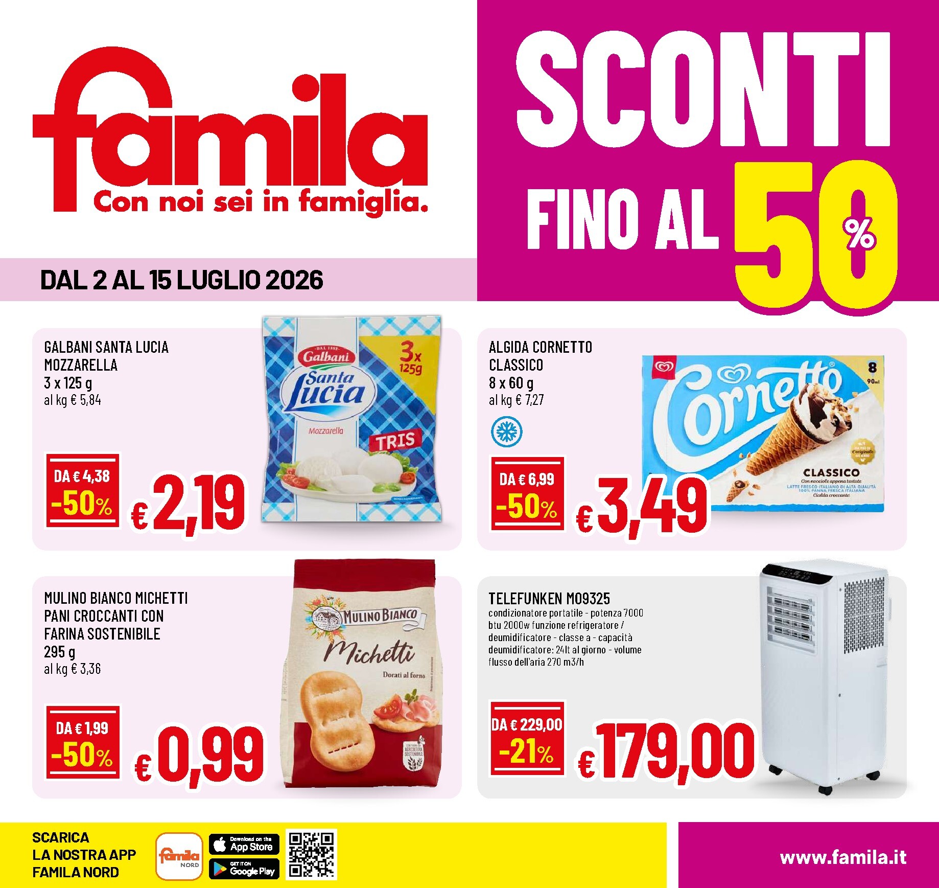 Volantino attuale di Famila - Sconti fino al 50 % valido dal giovedì 02/07/2026 al mercoledì 15/07/2026