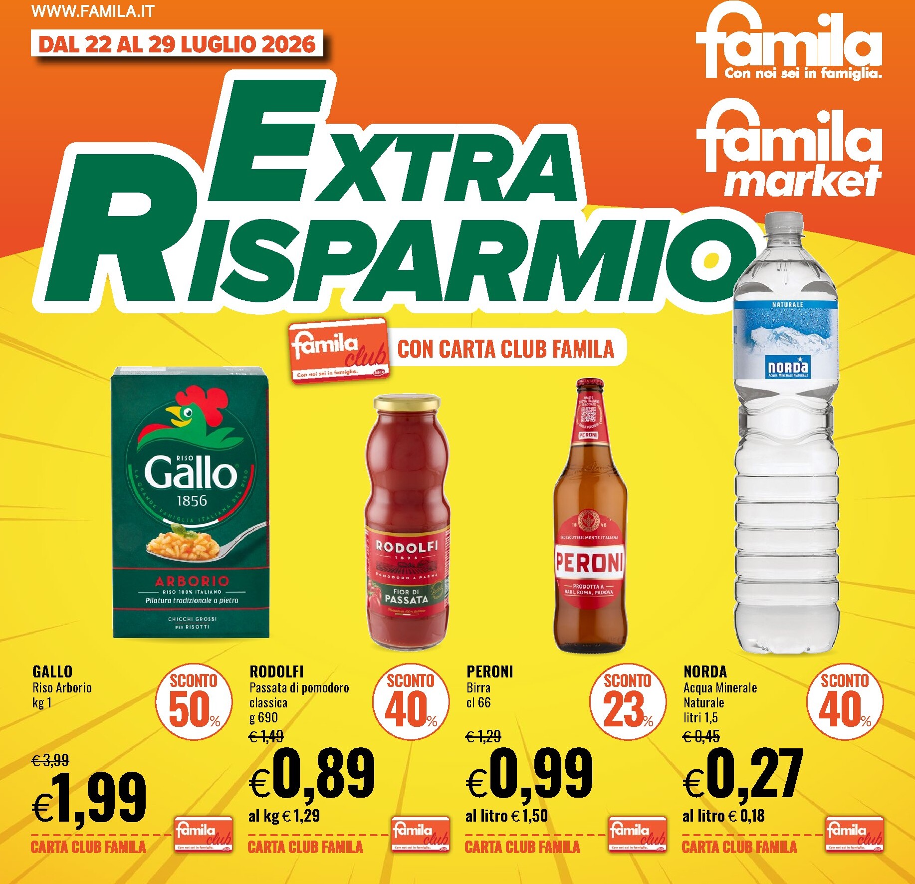 Volantino futuro Famila - Extra Risparmio valido dal mercoledì 22/07/2026 al mercoledì 29/07/2026