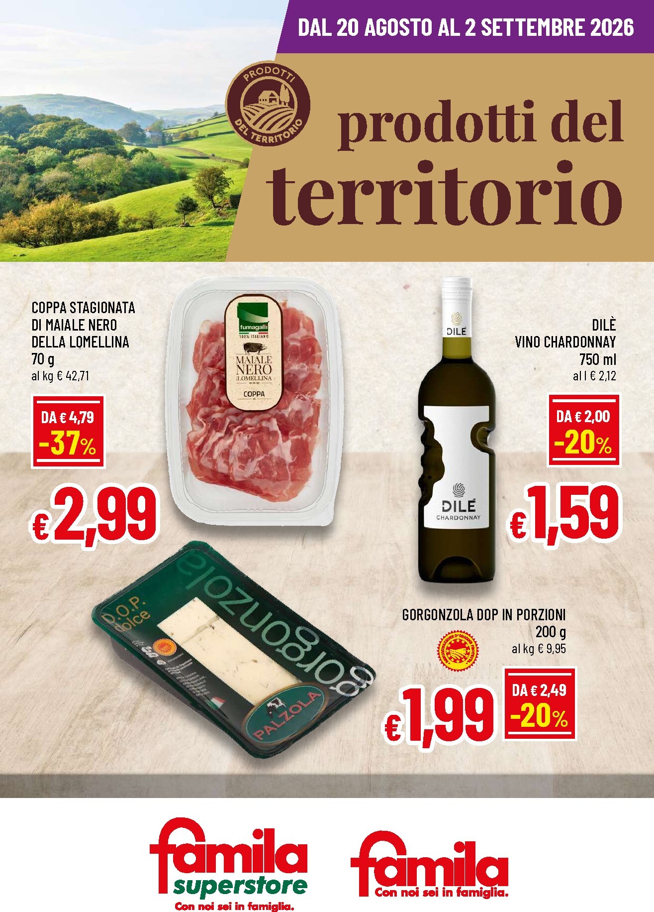 Volantino attuale di Famila - Prodotti DEL Territorio valido dal giovedì 20/08/2026 al mercoledì 02/09/2026