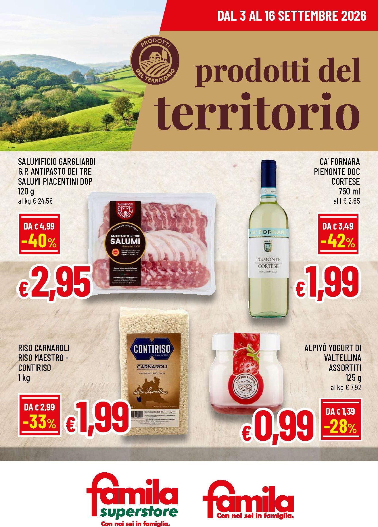 Volantino futuro Famila - Sapori Regionali valido dal giovedì 03/09/2026 al mercoledì 16/09/2026