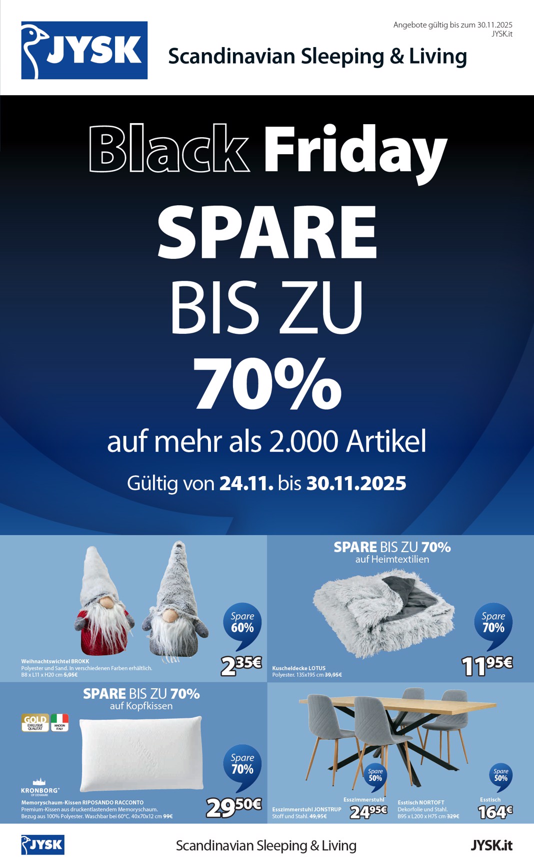 Volantino JYSK - Großartige Angebote valido dal 27/11 al 30/11