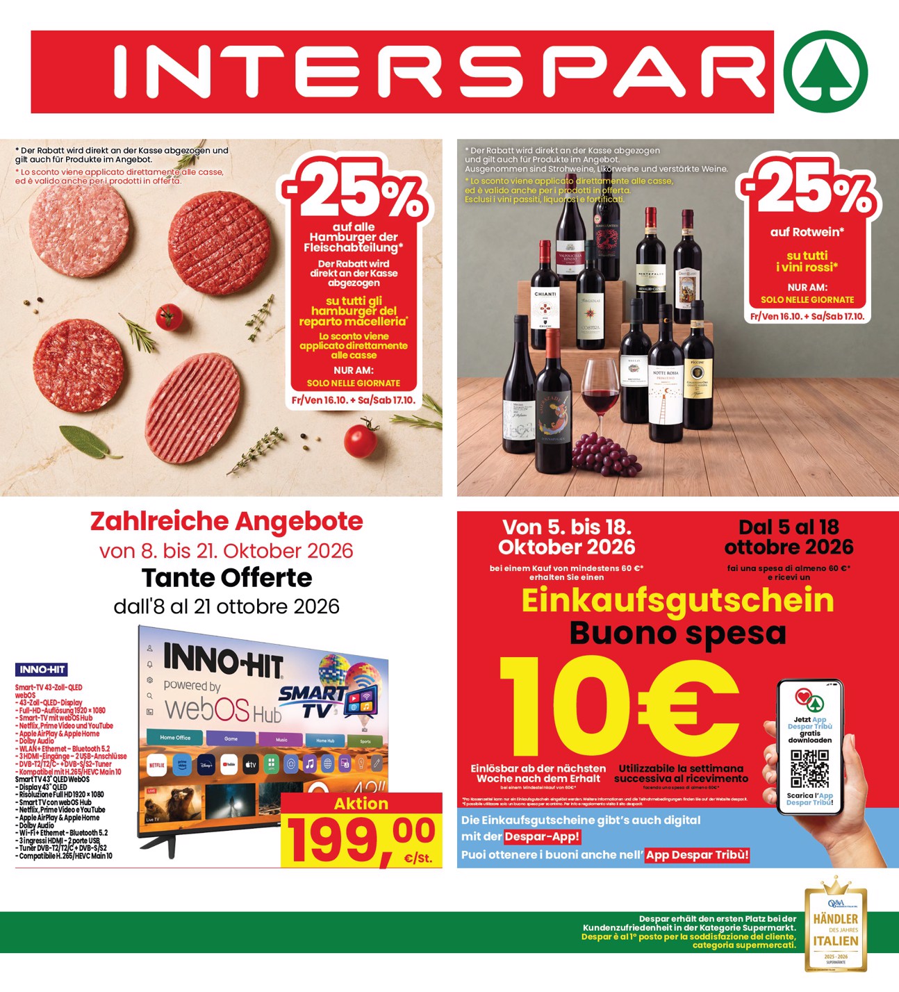Volantino attuale di INTERSPAR valido dal giovedì 08/10/2026 al mercoledì 21/10/2026