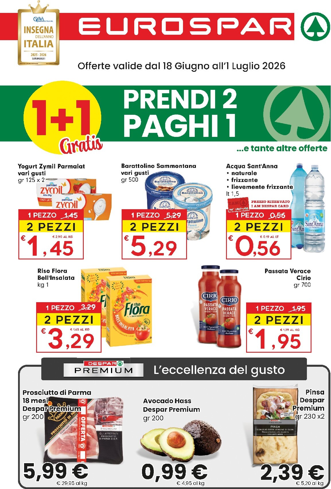 Volantino futuro Eurospar valido dal giovedì 18/06/2026 al mercoledì 01/07/2026