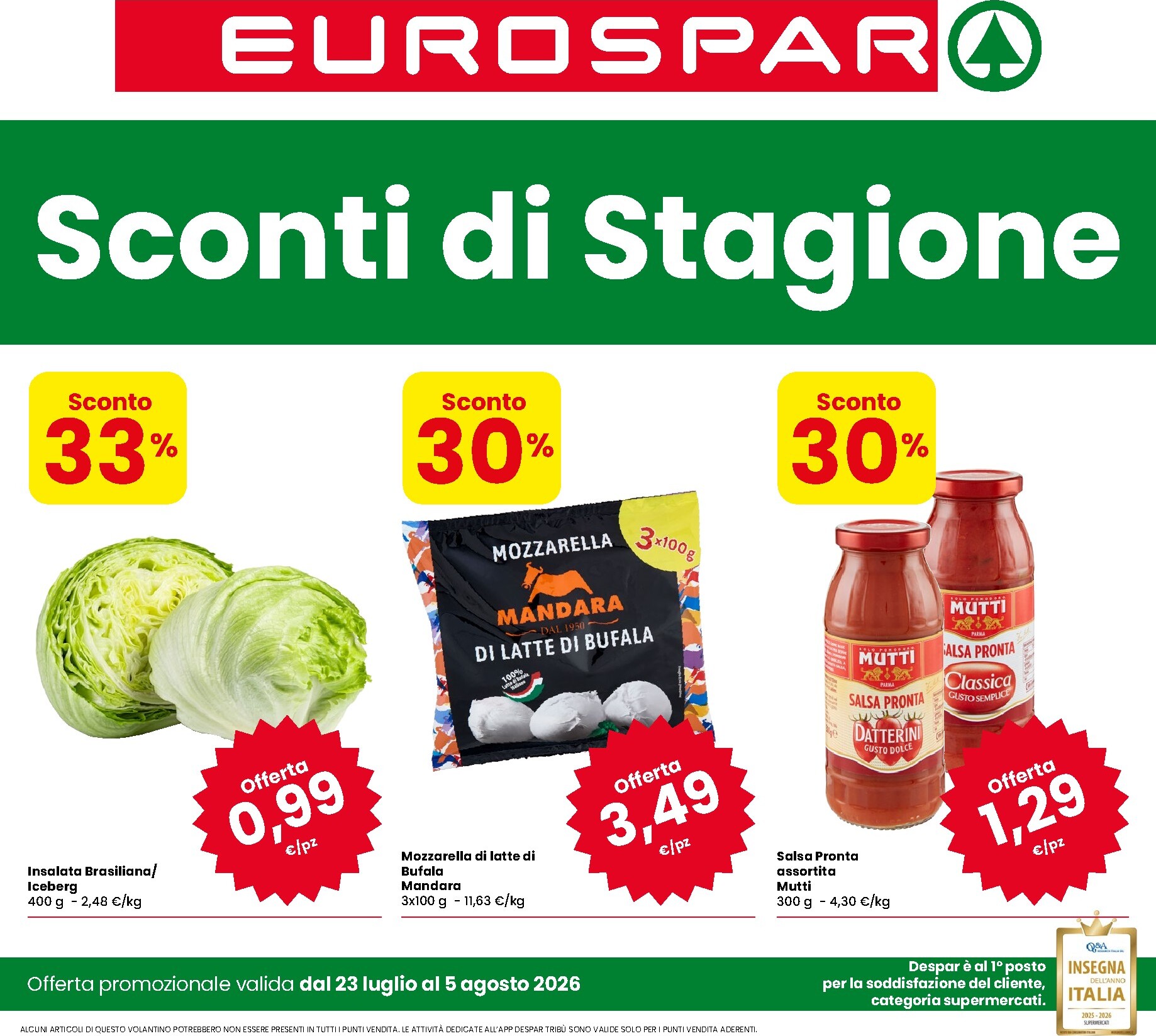 Volantino attuale di Eurospar valido dal giovedì 23/07/2026 al mercoledì 05/08/2026
