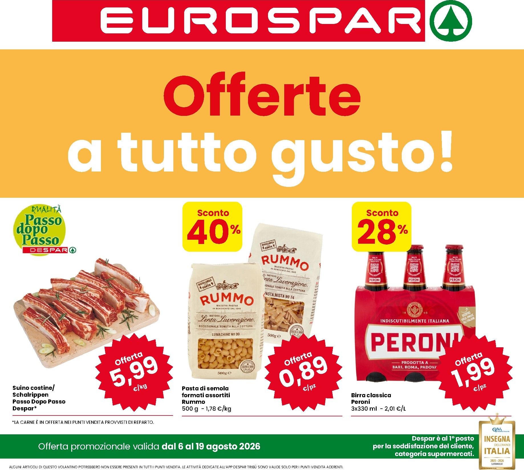 Volantino attuale di Eurospar valido dal giovedì 06/08/2026 al mercoledì 19/08/2026