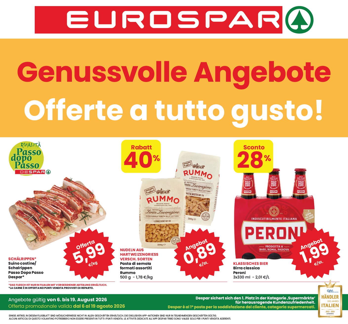 Volantino attuale di Eurospar - Tutto Nuovo multilingue valido dal giovedì 06/08/2026 al mercoledì 19/08/2026