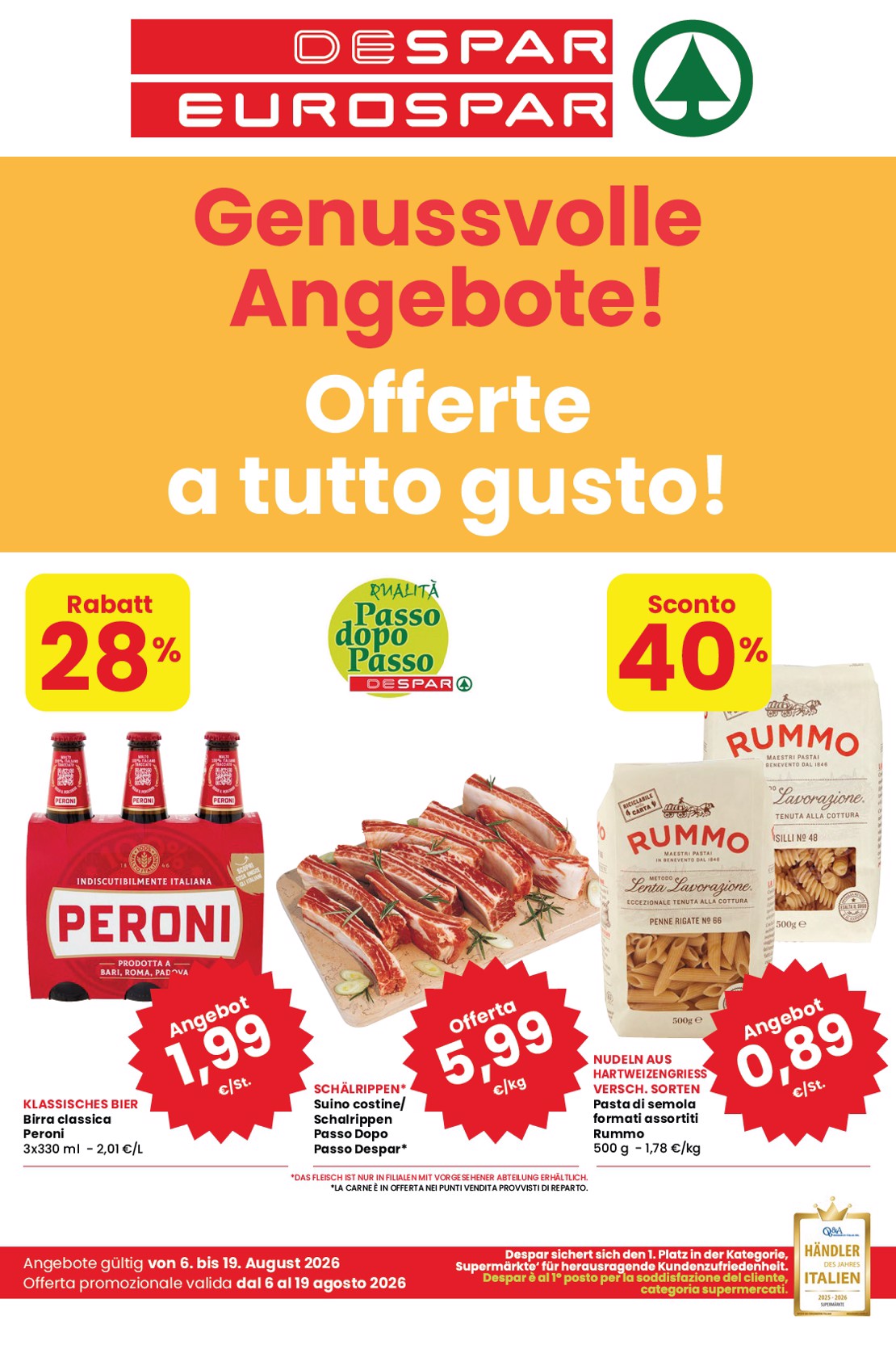 Volantino attuale di Eurospar & Despar - Offerte a tutto gusto multilingue valido dal giovedì 06/08/2026 al mercoledì 19/08/2026