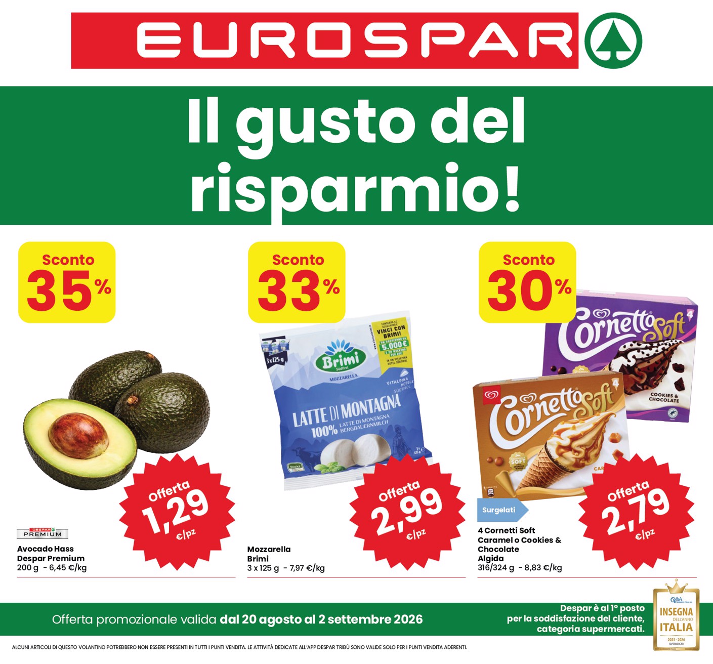 Volantino attuale di Eurospar valido dal giovedì 20/08/2026 al mercoledì 02/09/2026