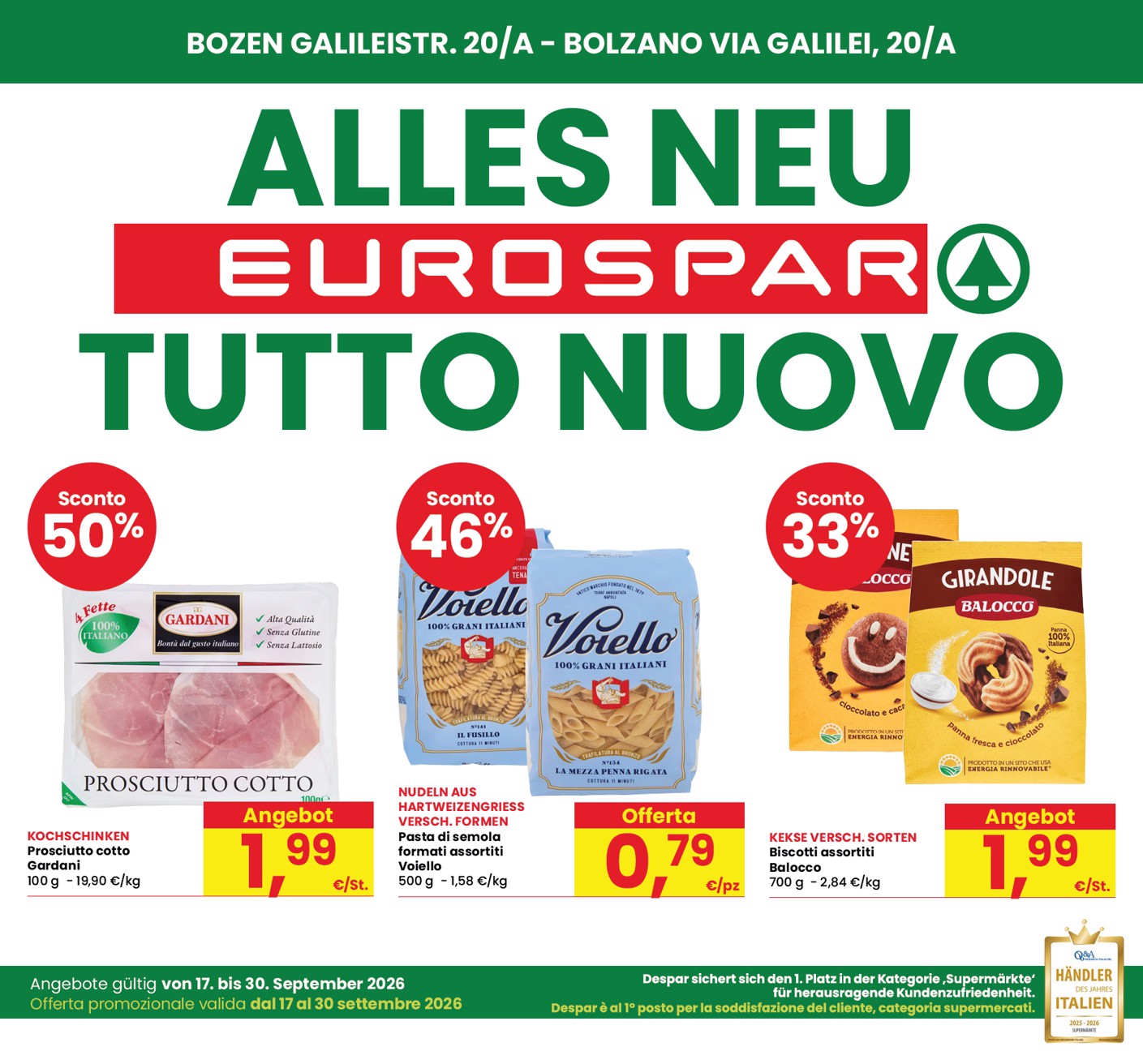 Volantino attuale di Eurospar - Bozen, Bolzano valido dal giovedì 17/09/2026 al mercoledì 30/09/2026