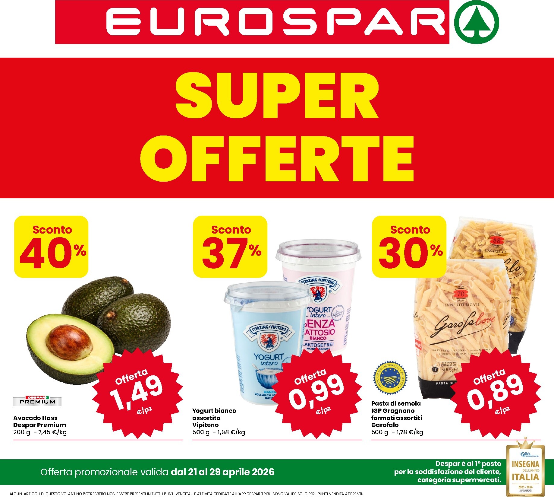 Volantino futuro Eurospar valido dal martedì 21/04/2026 al mercoledì 29/04/2026