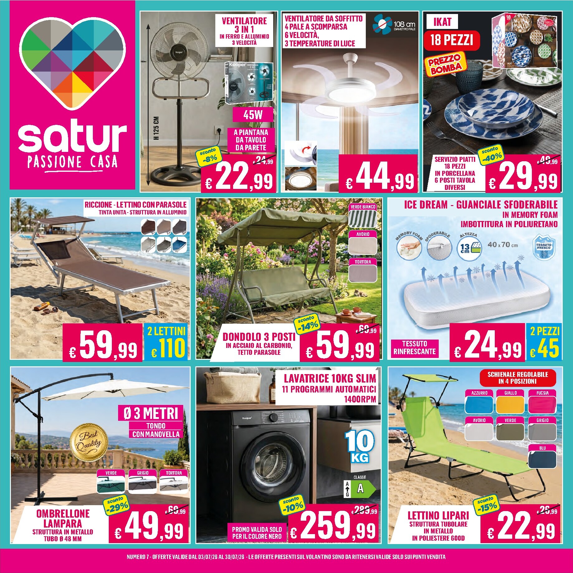 Volantino Satur per la prossima settimana dal venerdì 03/07/2026 al giovedì 30/07/2026