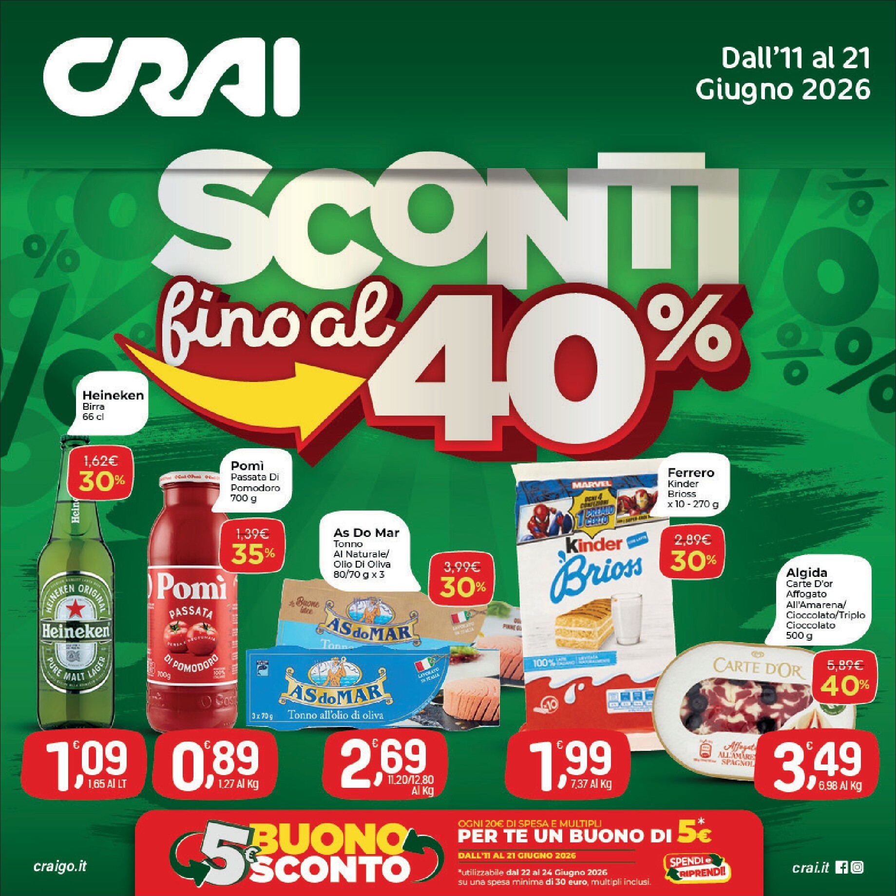 Volantino futuro Crai valido dal giovedì 11/06/2026 al domenica 21/06/2026