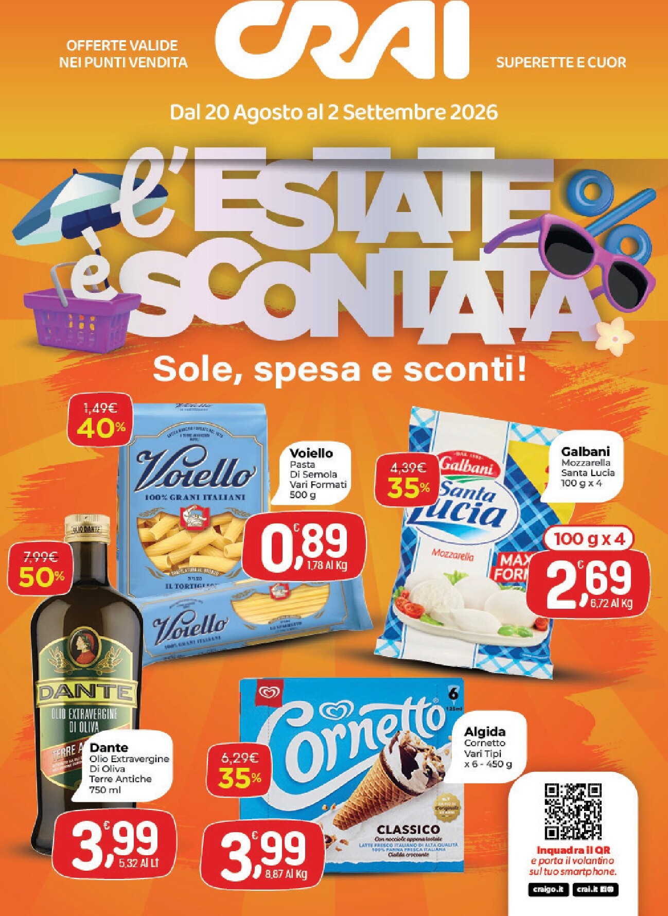 Volantino attuale di Crai Bologna valido dal giovedì 20/08/2026 al mercoledì 02/09/2026