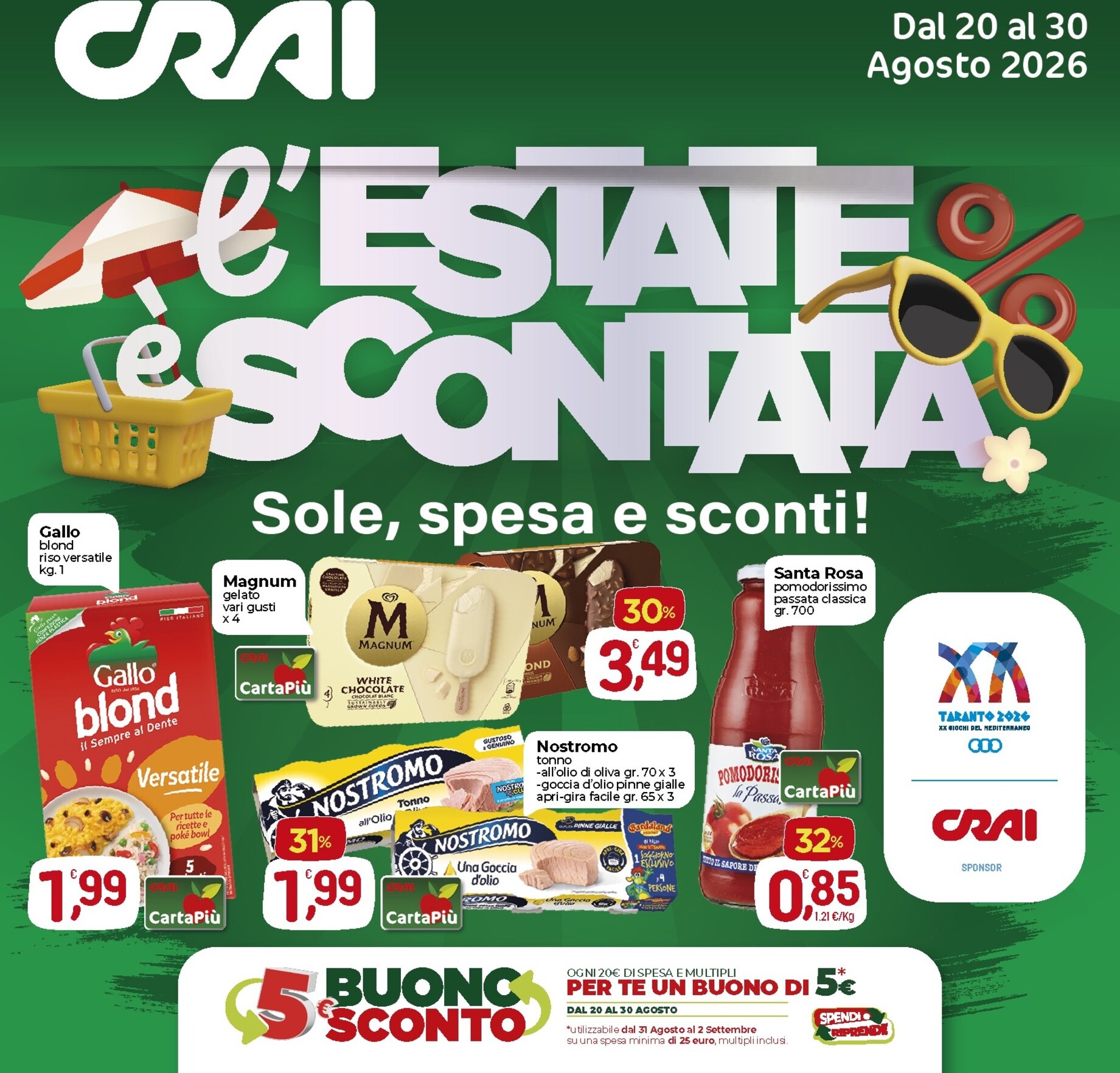 Volantino attuale di Crai Napoli valido dal giovedì 20/08/2026 al domenica 30/08/2026