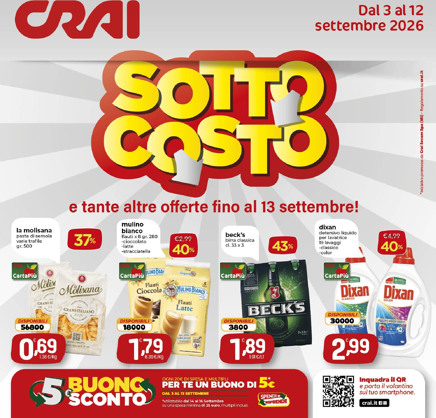 Volantino attuale di Crai - Sottocosto valido dal giovedì 03/09/2026 al sabato 12/09/2026