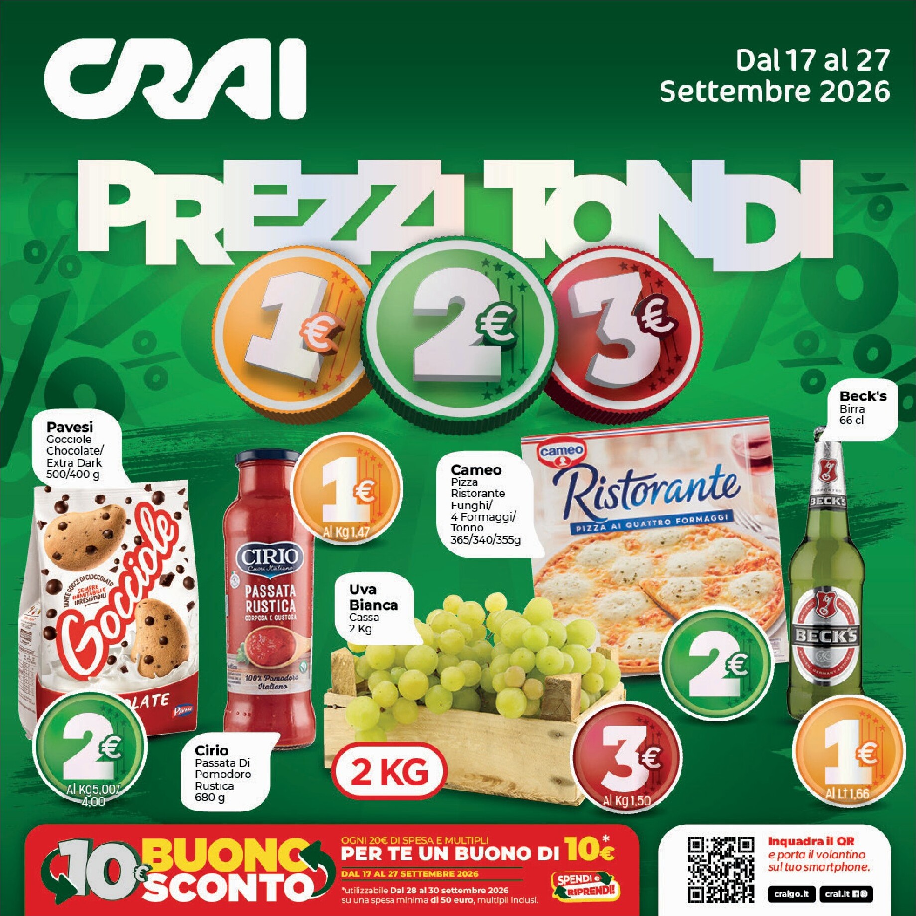 Volantino Crai - prezzi tondi per la prossima settimana dal giovedì 17/09/2026 al domenica 27/09/2026