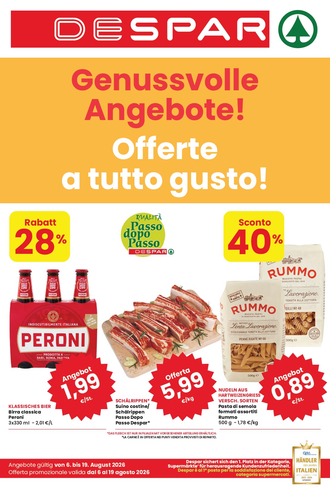 Volantino attuale di Despar valido dal giovedì 06/08/2026 al mercoledì 19/08/2026