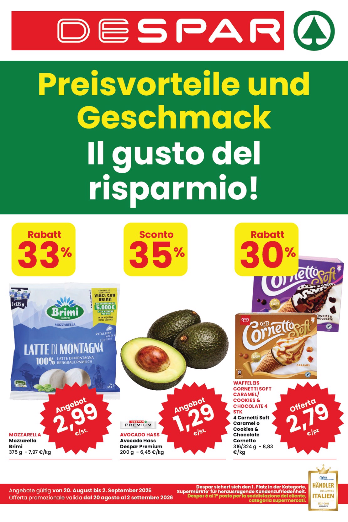Volantino attuale di Despar valido dal giovedì 20/08/2026 al mercoledì 02/09/2026