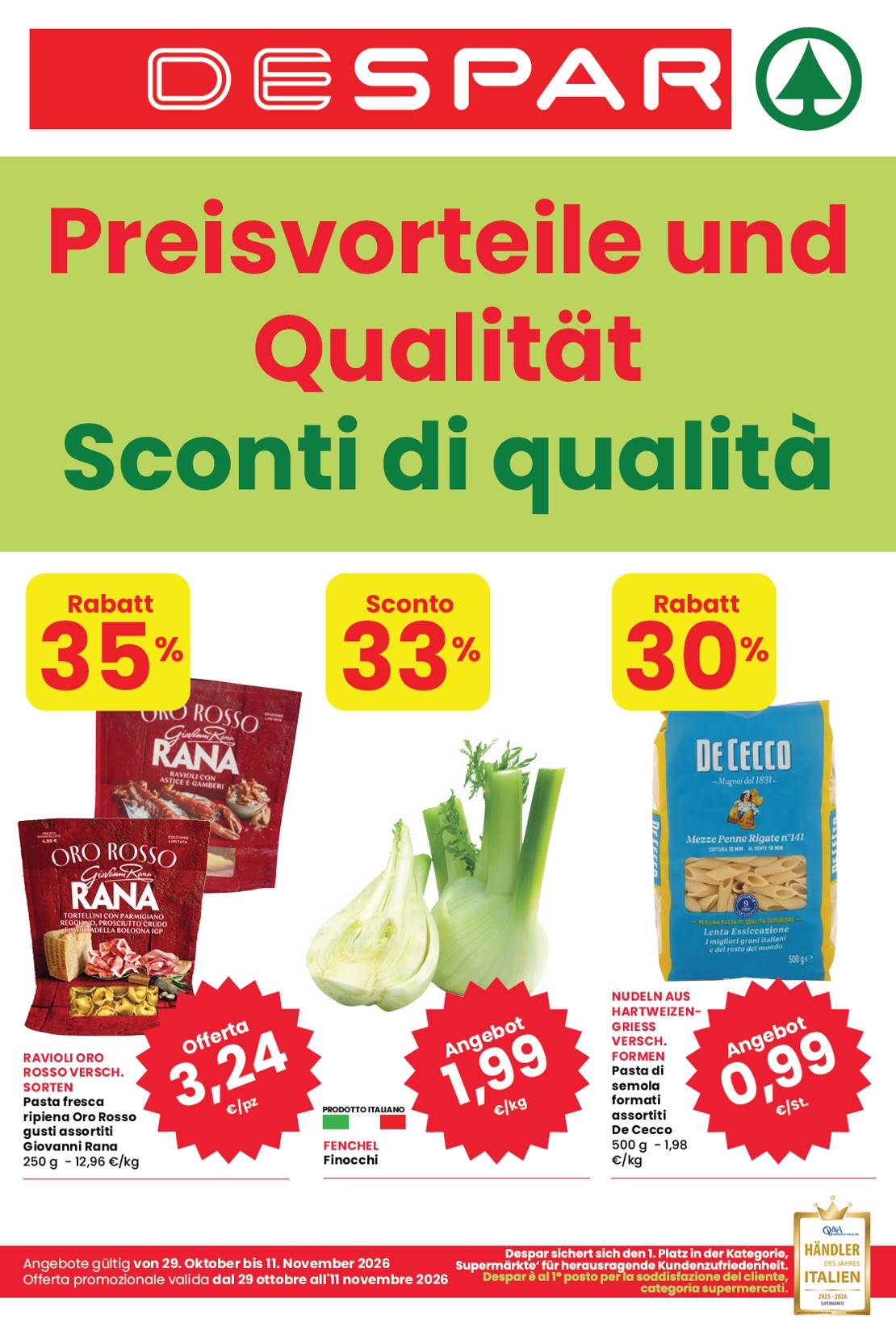 Volantino attuale di Despar valido dal giovedì 29/10/2026 al mercoledì 11/11/2026