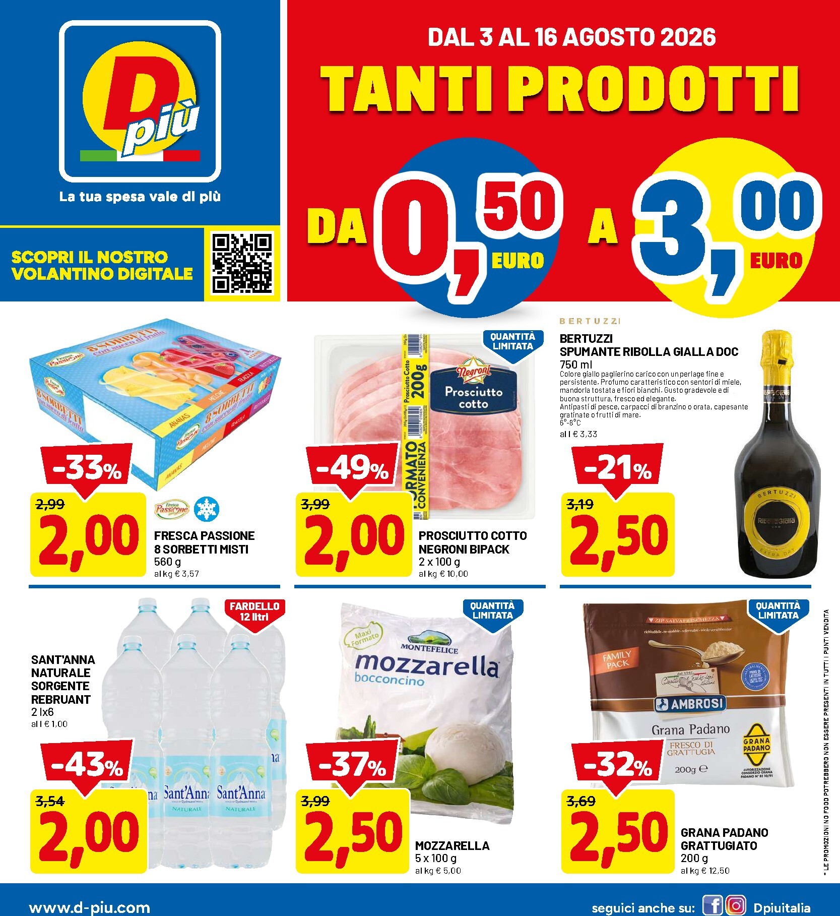 Volantino DPiù per la prossima settimana dal lunedì 03/08/2026 al domenica 16/08/2026