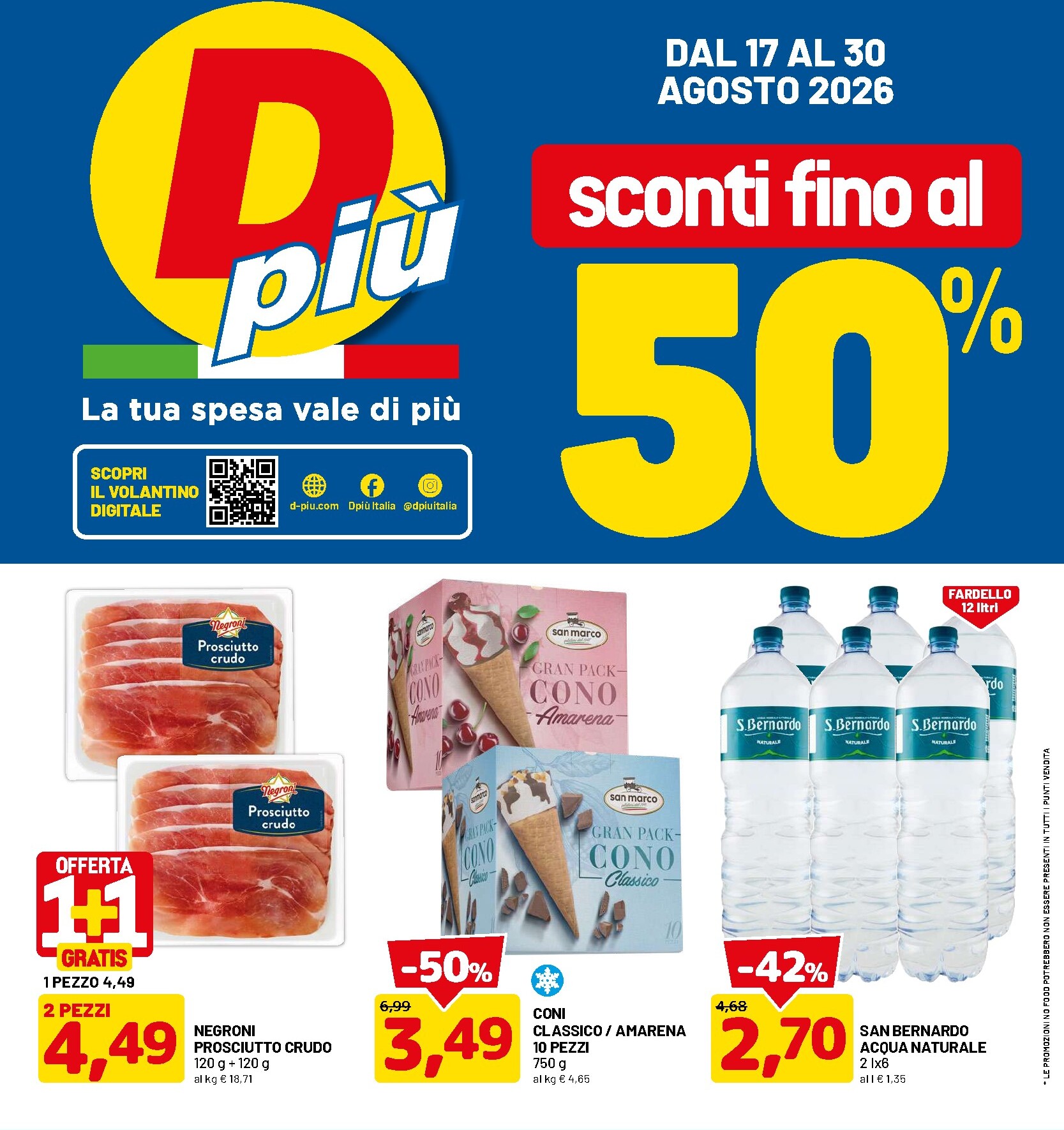 Volantino DPiù per la prossima settimana dal lunedì 17/08/2026 al domenica 30/08/2026