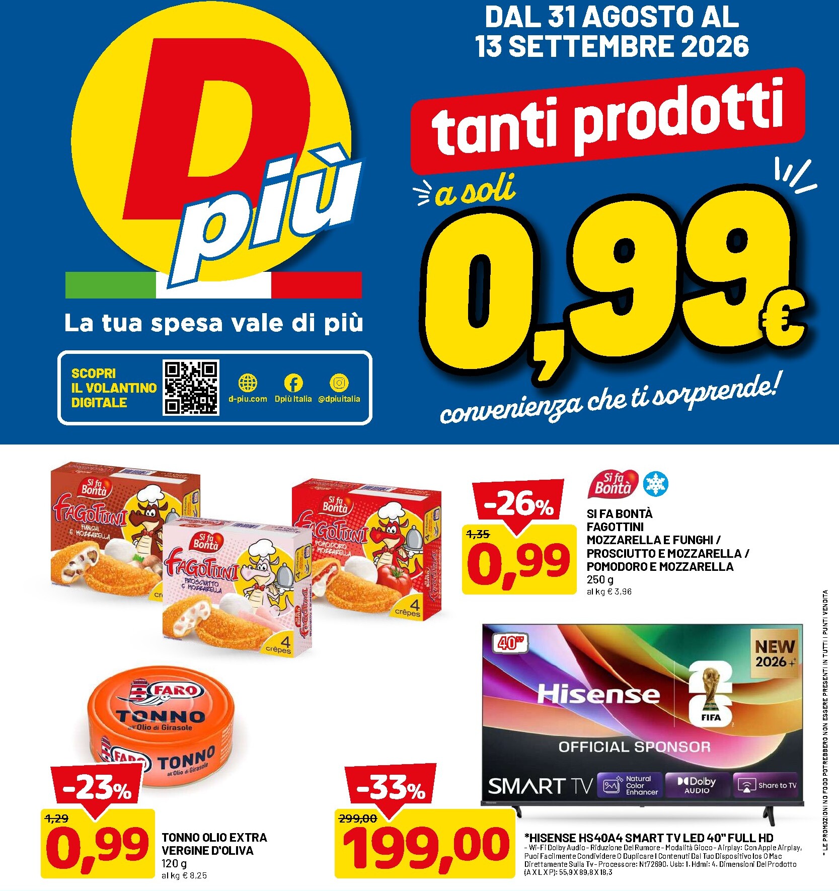 Volantino DPiù per la prossima settimana dal lunedì 31/08/2026 al domenica 13/09/2026