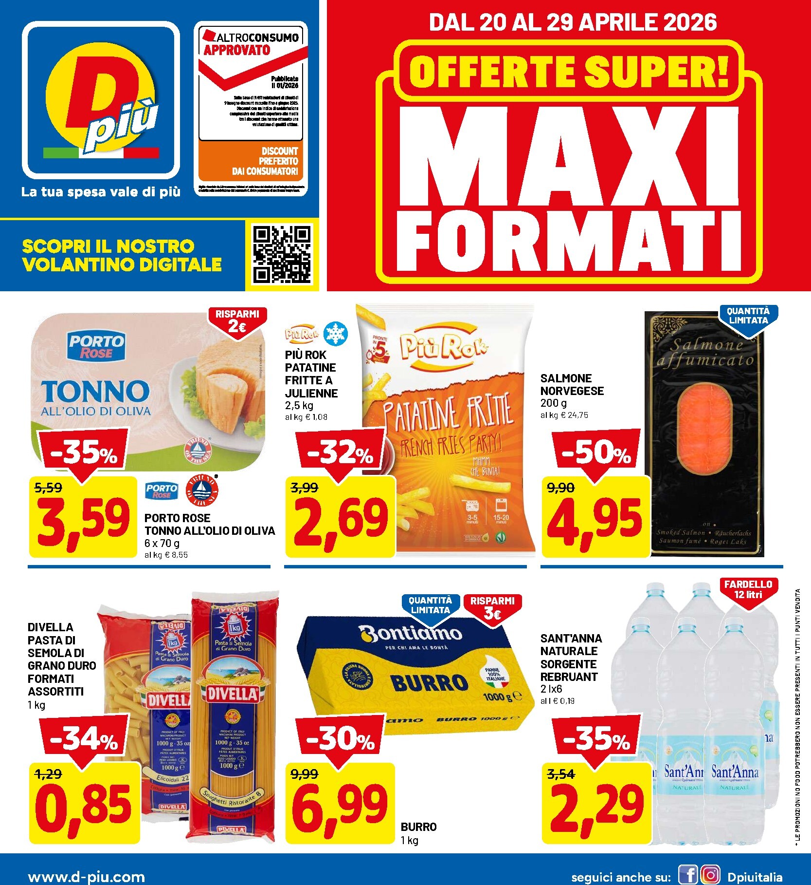 Volantino DPiù per la prossima settimana dal lunedì 20/04/2026 al mercoledì 29/04/2026