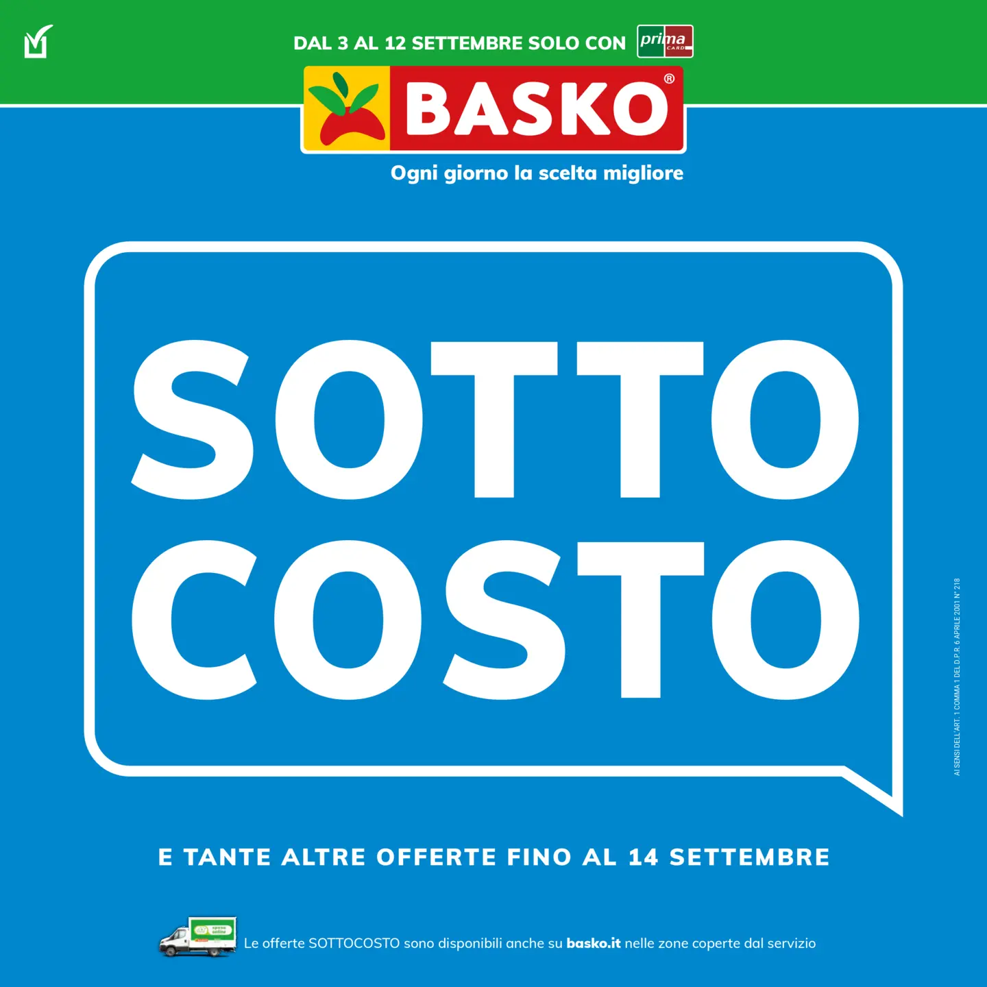Volantino attuale di Basko - Sottocosto valido dal giovedì 03/09/2026 al sabato 12/09/2026