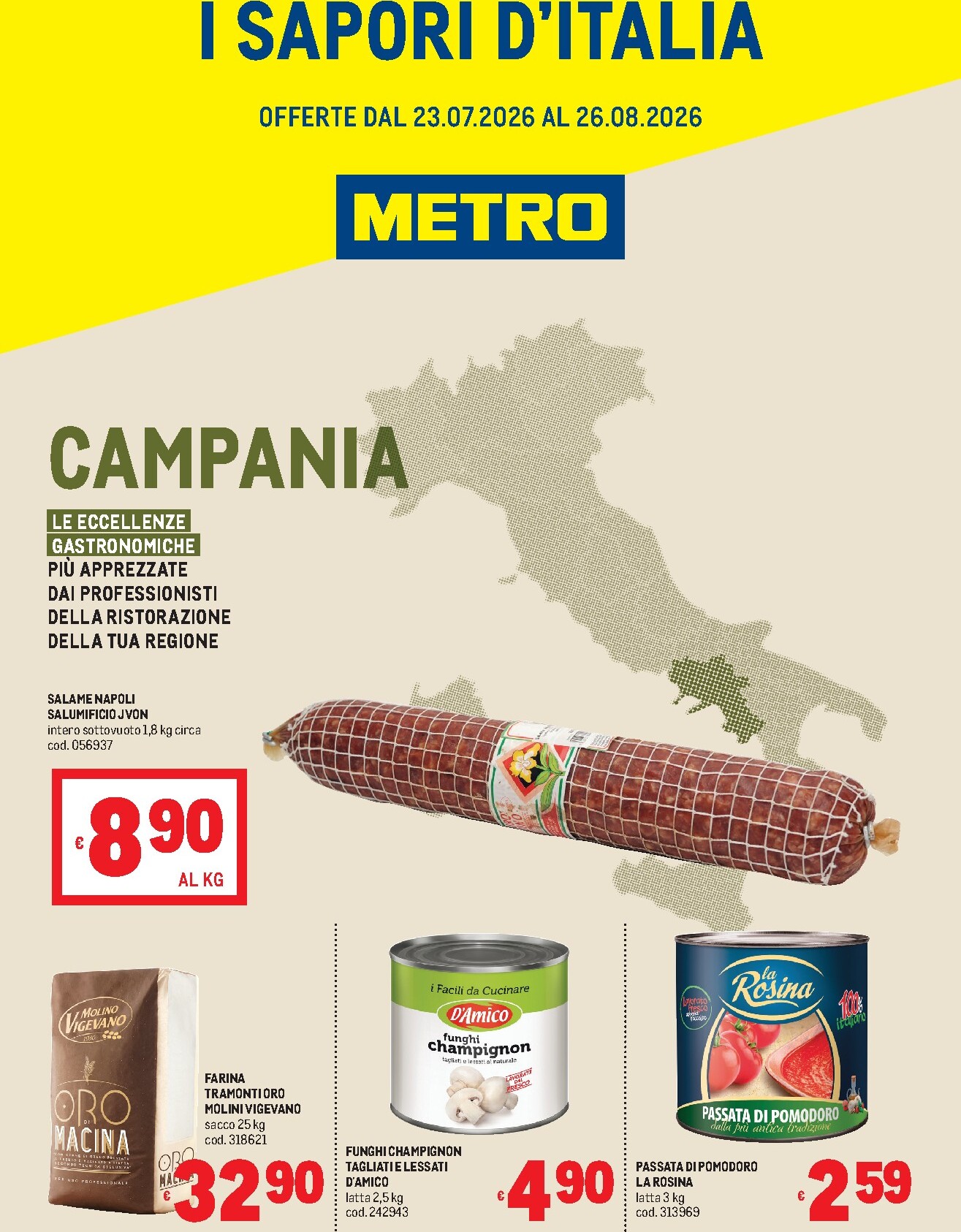 Volantino attuale di Metro - Campania valido dal giovedì 23/07/2026 al mercoledì 26/08/2026