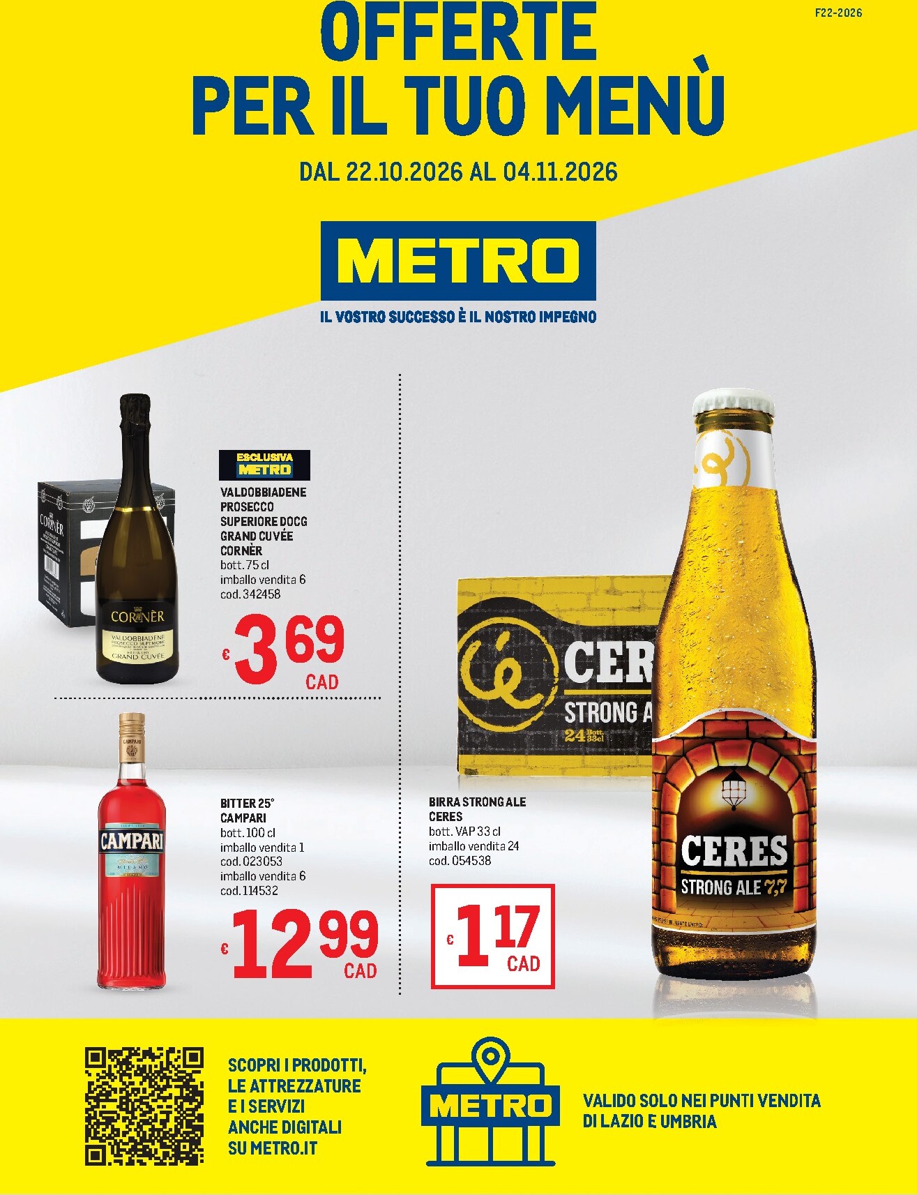 Volantino attuale di Metro - Lazio e Umbria valido dal giovedì 22/10/2026 al mercoledì 04/11/2026