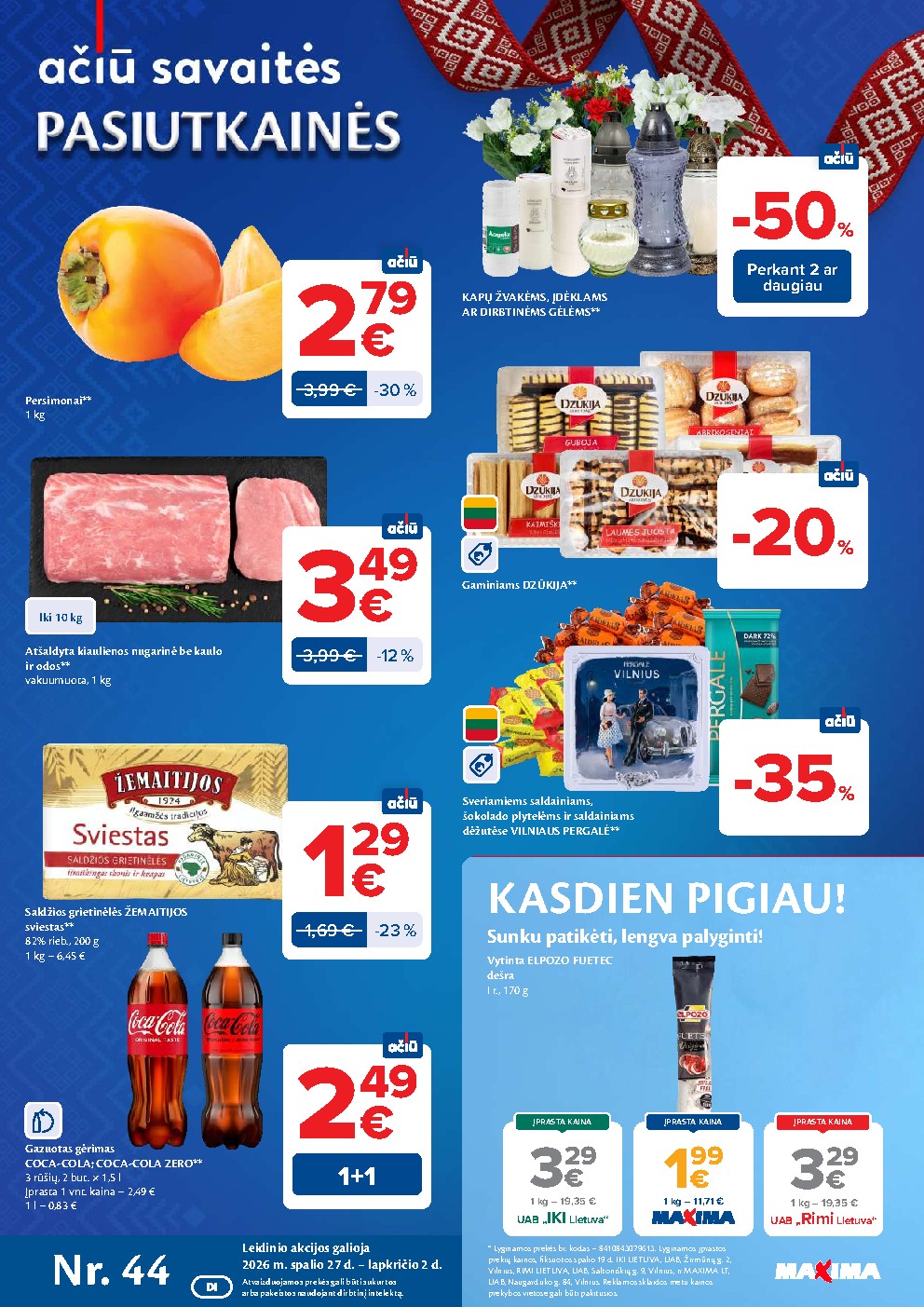 MAXIMA - AČIŪ savaitinis leidinys Nr. 44 (2026-10-27 - 2026-11-02)
