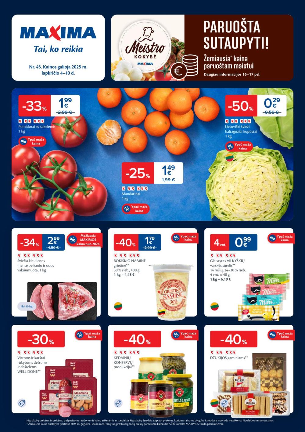 Raskite didžiausias MAXIMA pomidorų nuolaidas, RIMI vištienos filė be antibiotikų ir NORFA kavos Himmel - nepraleiskite 2025-11-05 naujausių akcijų ir nuolaidų