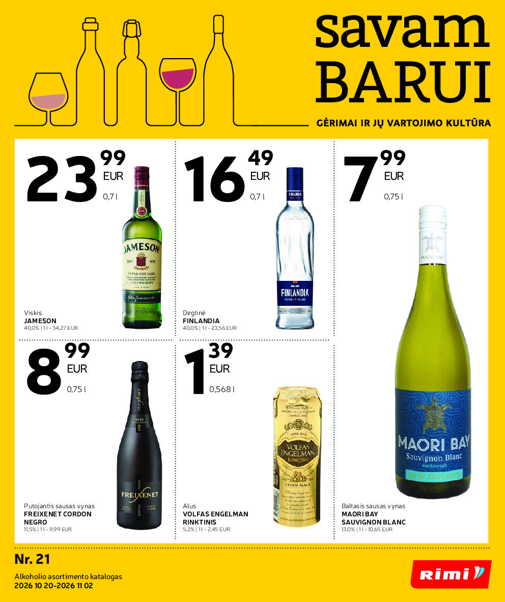 RIMI - Alkoholiniu gerimu asortimento katalogas nr 21 (2026-10-01 - 2026-11-01)