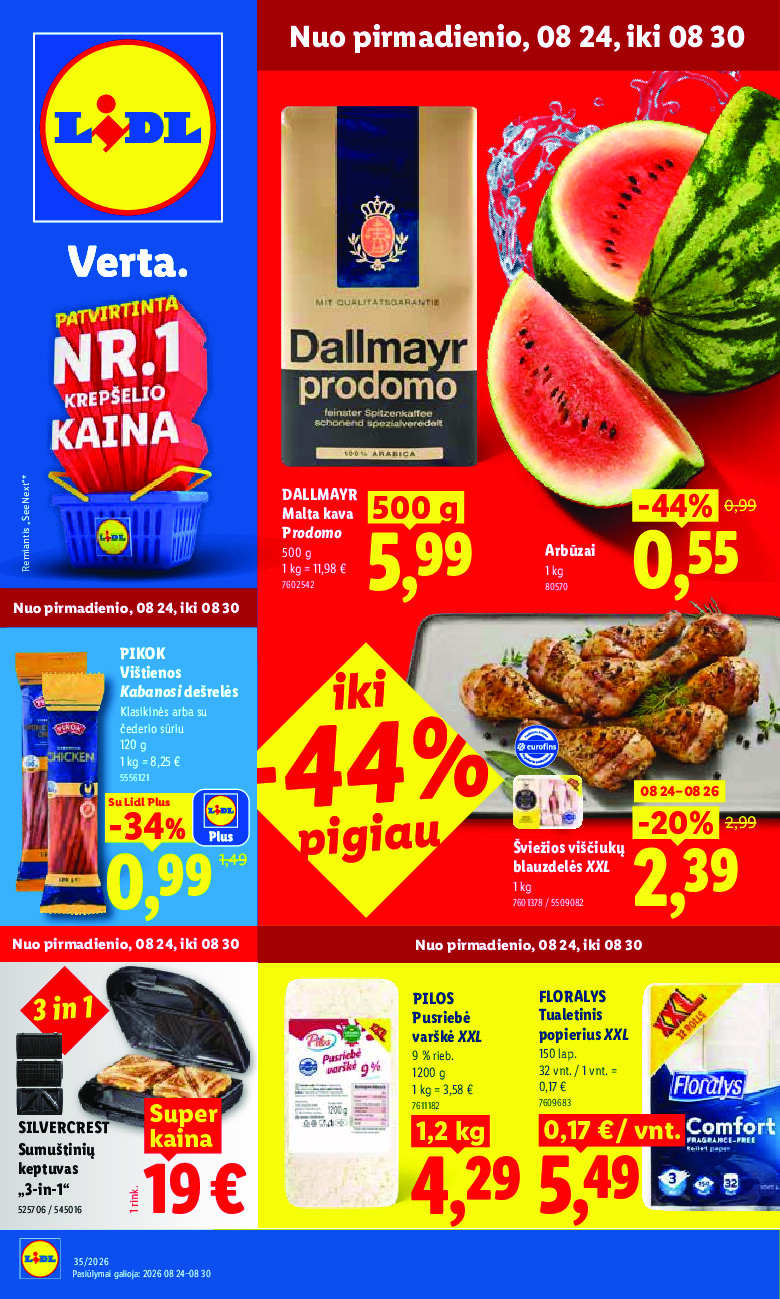 MAISTO PREKIŲ PASIŪLYMAI (2026-08-24 - 2026-08-30)