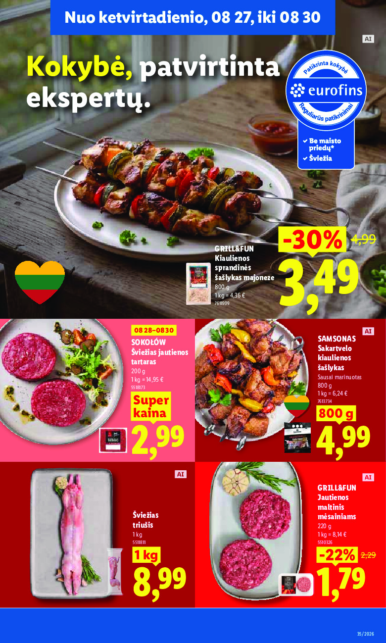 MAISTO PREKIŲ PASIŪLYMAI (2026-08-24 - 2026-08-30) - Savaitgalio pasiūlymai