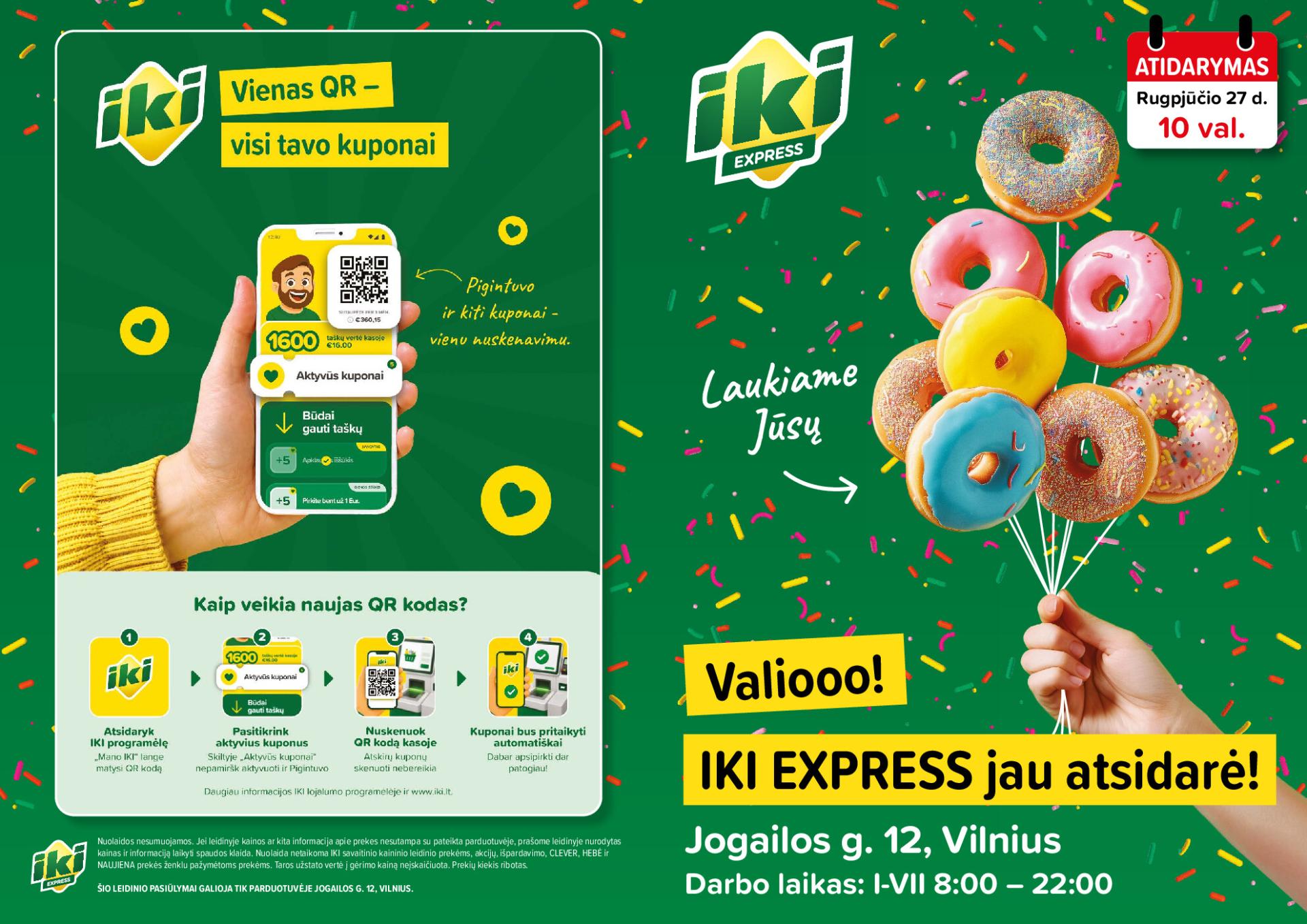 Specialūs pasiūlymai IKI Express Jogailos parduotuvės klientams (2026-08-27 - 2026-08-30)